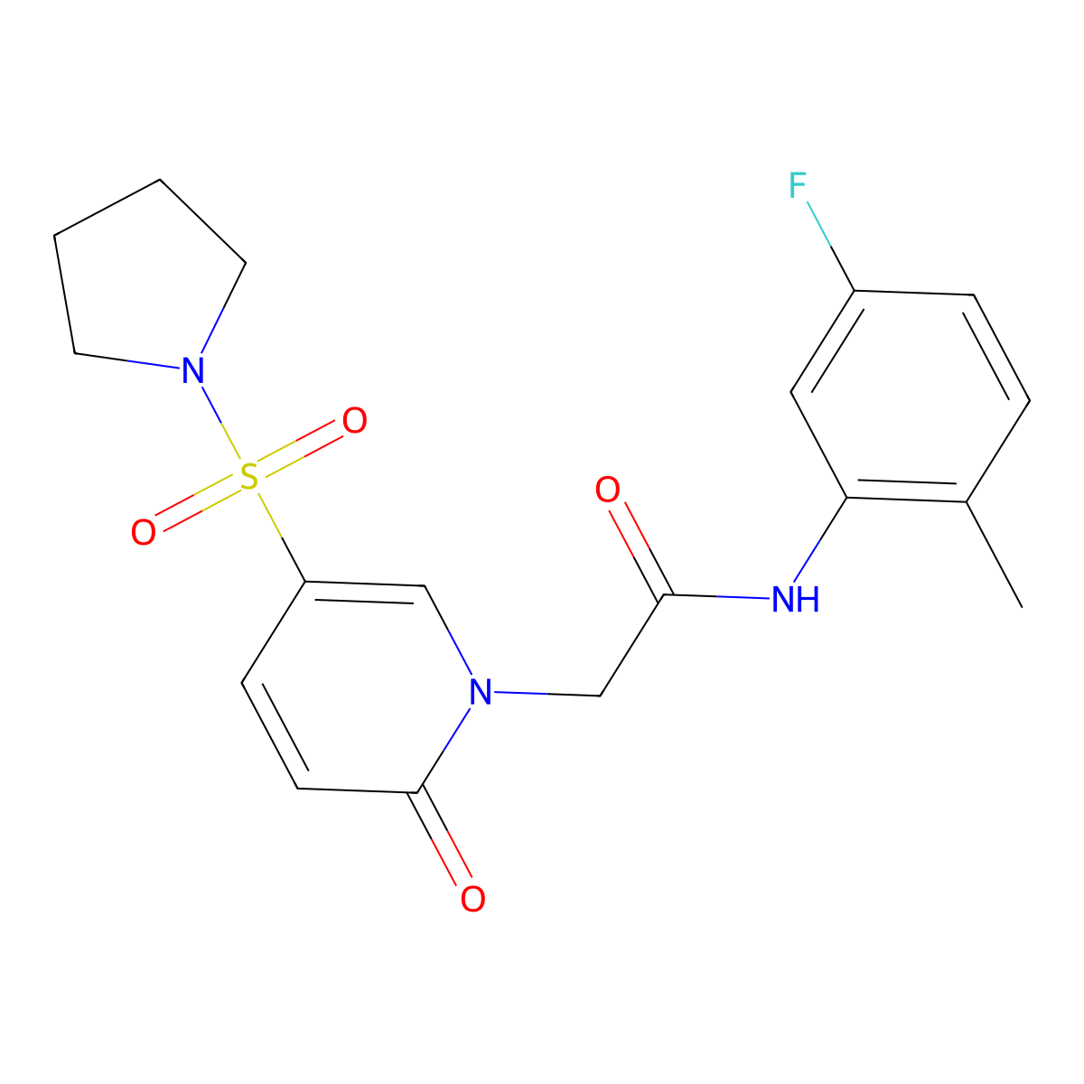 N-(5-fluoro-2-methylphenyl)-2-(2-oxo-5-(pyrrolidin-1-ylsulfonyl)pyridin-1(2H)-yl)acetamide molecular structure, CAS 1061926-54-2