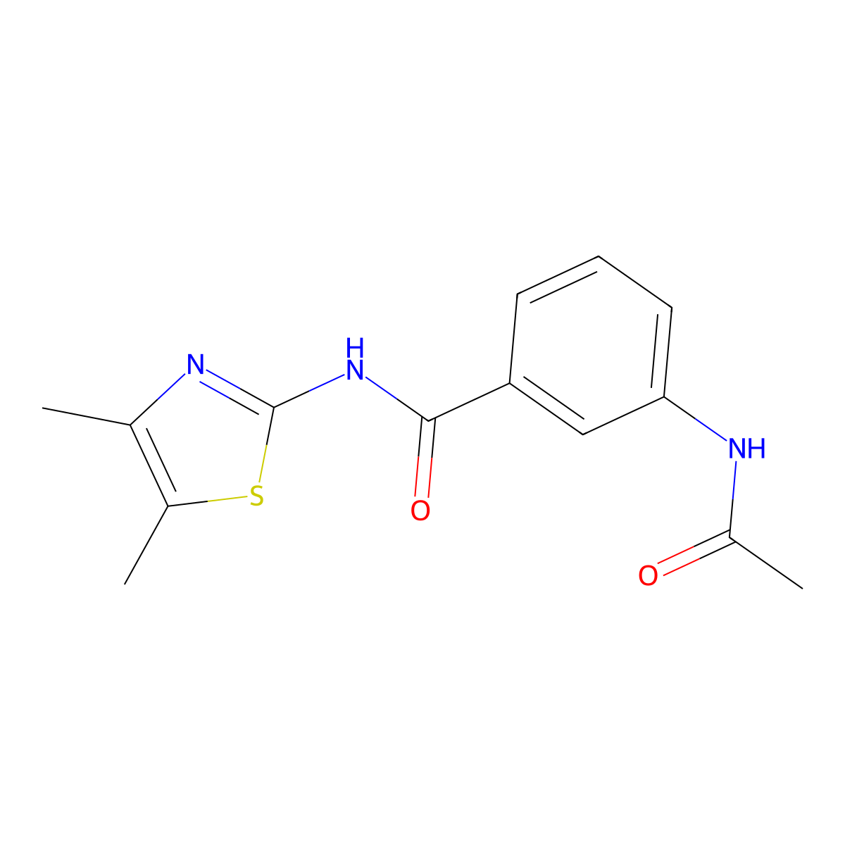 3-acetamido-N-(4,5-dimethyl-1,3-thiazol-2-yl)benzamide molecular structure, CAS 1061931-23-4