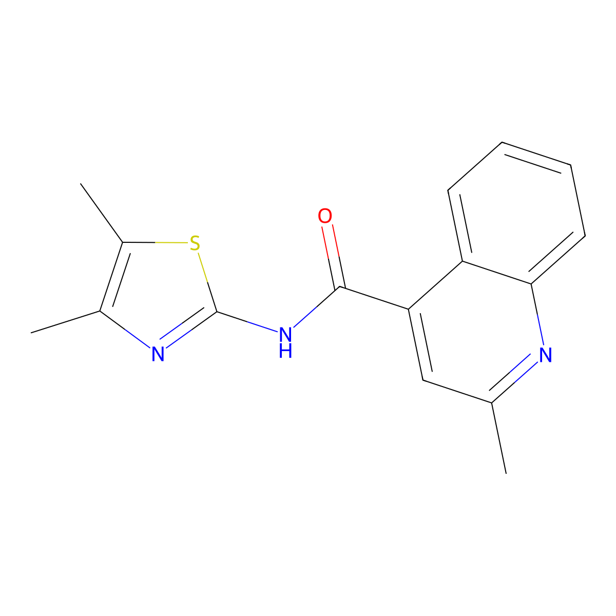 N-(4,5-dimethyl-1,3-thiazol-2-yl)-2-methyl-4-quinolinecarboxamide molecular structure, CAS 1061931-69-8