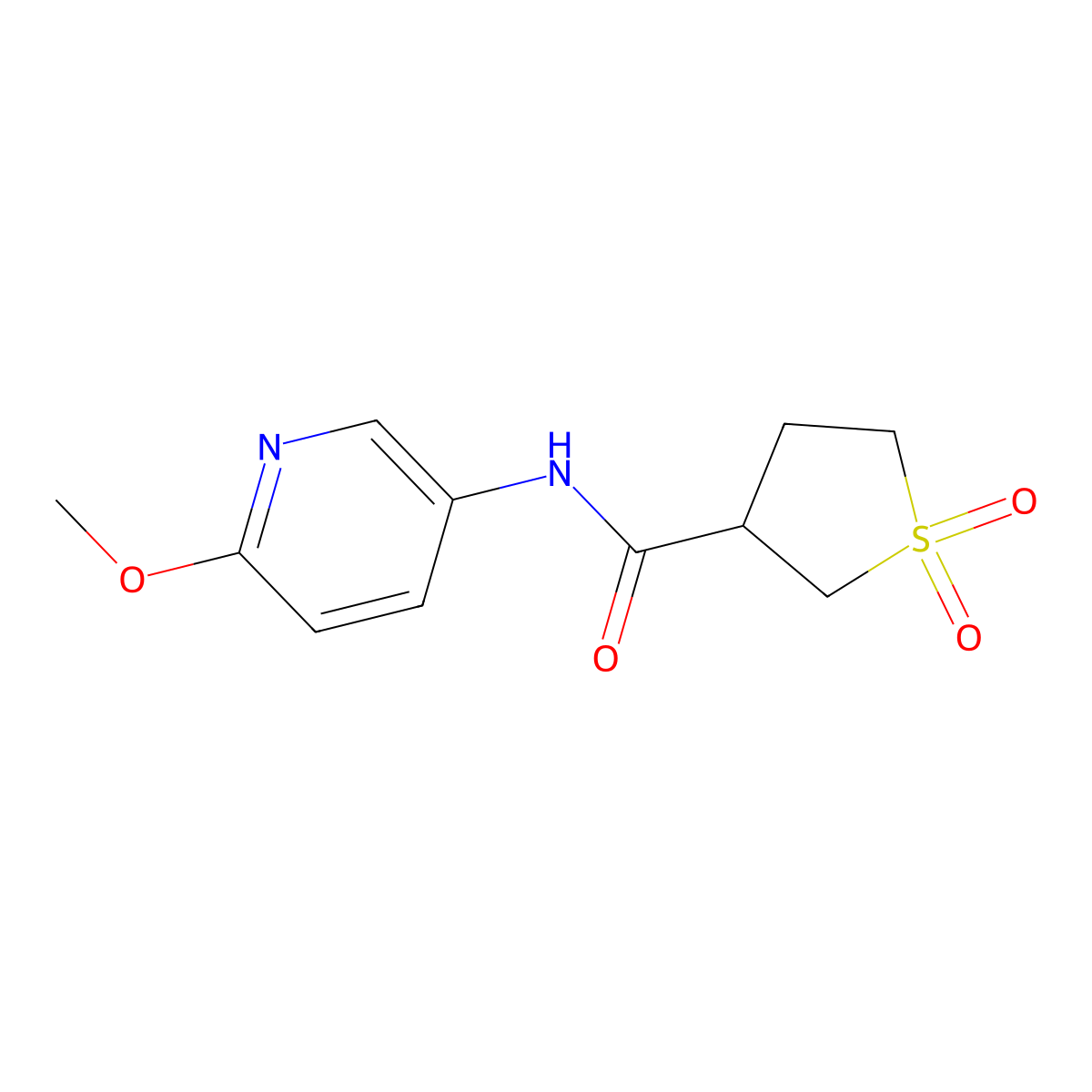 N-(6-methoxypyridin-3-yl)tetrahydrothiophene-3-carboxamide 1,1-dioxide molecular structure, CAS 1061958-96-0