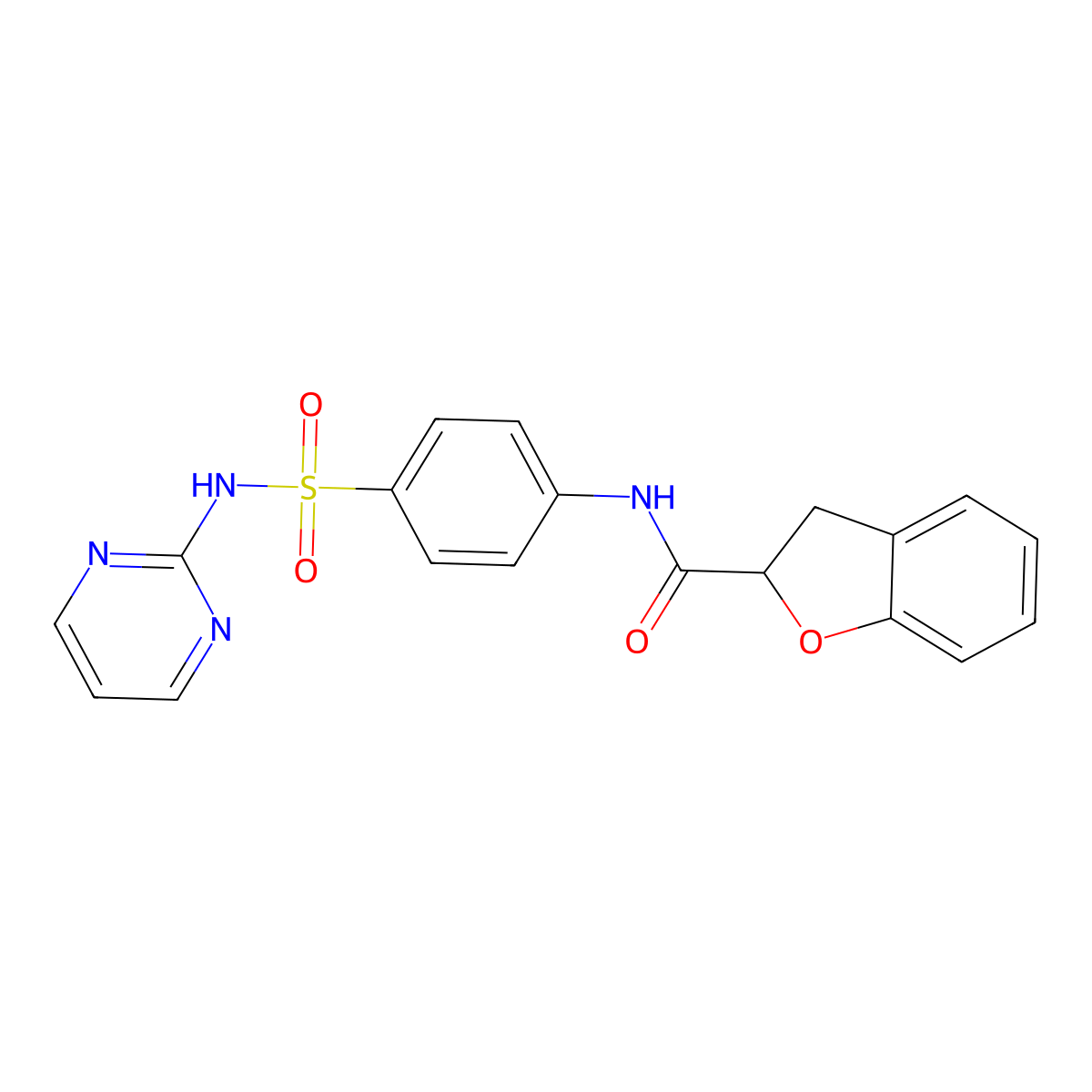 N-{4-[(pyrimidin-2-yl)sulfamoyl]phenyl}-2,3-dihydro-1-benzofuran-2-carboxamide molecular structure, CAS 1061966-11-7