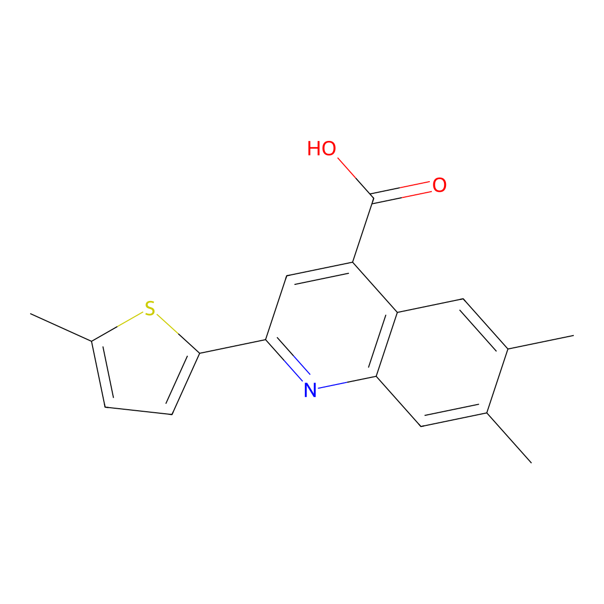 6,7-Dimethyl-2-(5-methylthiophen-2-YL)quinoline-4-carboxylic acid molecular structure, CAS 1061996-80-2