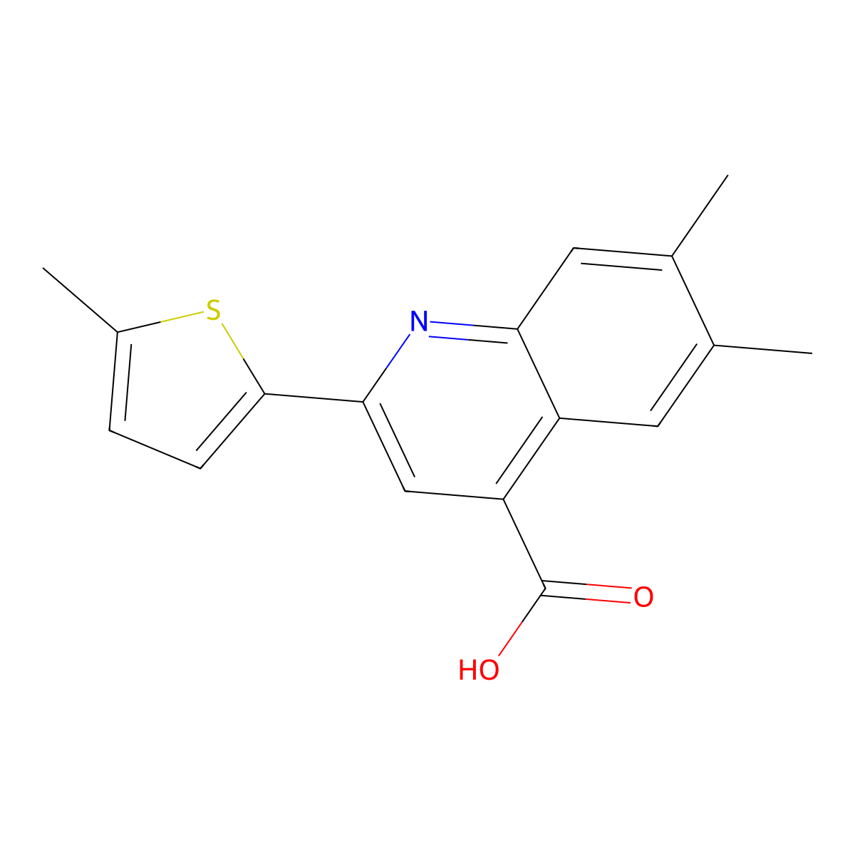 6,7-Dimethyl-2-(5-methylthiophen-2-YL)quinoline-4-carboxylic acid molecular structure, CAS 1061996-80-2