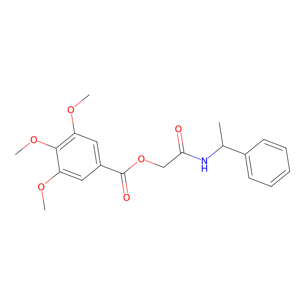 2-Oxo-2-((1-phenylethyl)amino)ethyl 3,4,5-trimethoxybenzoate molecular structure, CAS 1062002-81-6