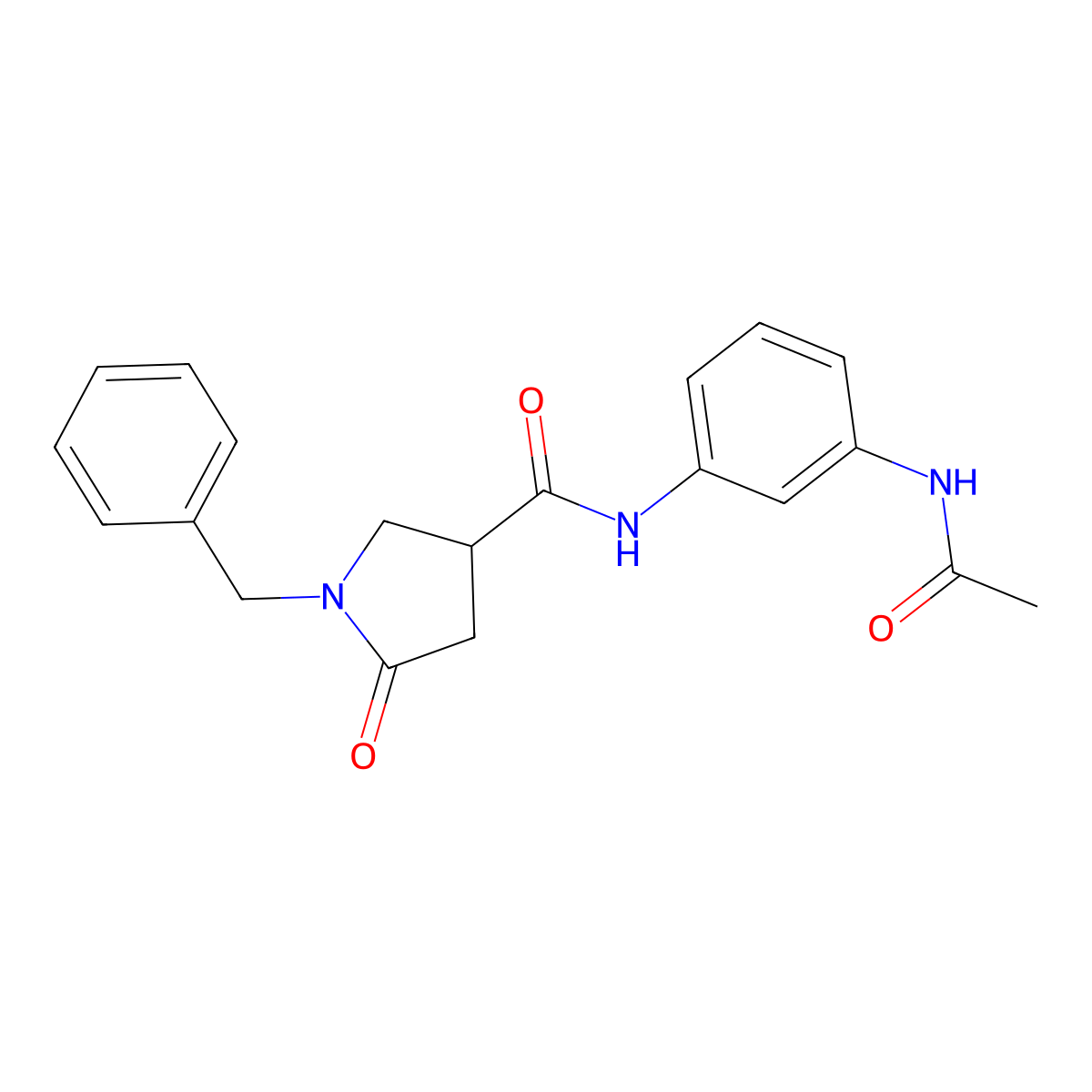 N-[3-(acetylamino)phenyl]-1-benzyl-5-oxopyrrolidine-3-carboxamide molecular structure, CAS 1062029-40-6