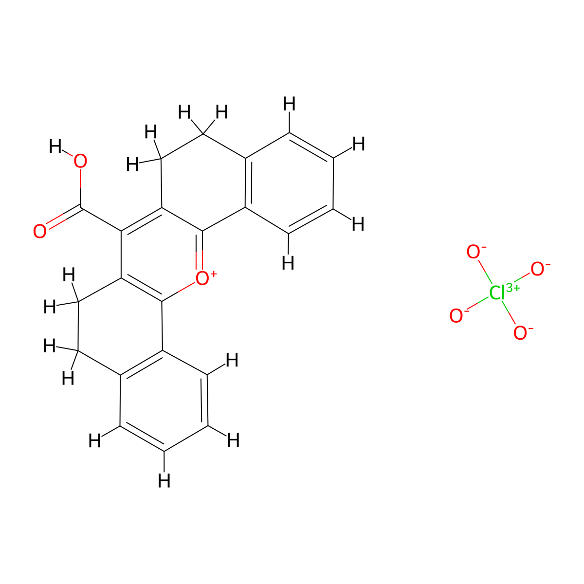 7-Carboxy-5,6,8,9-tetrahydrodibenzo[c,h]-xanthenium perchlorate molecular structure, CAS 106203-81-0