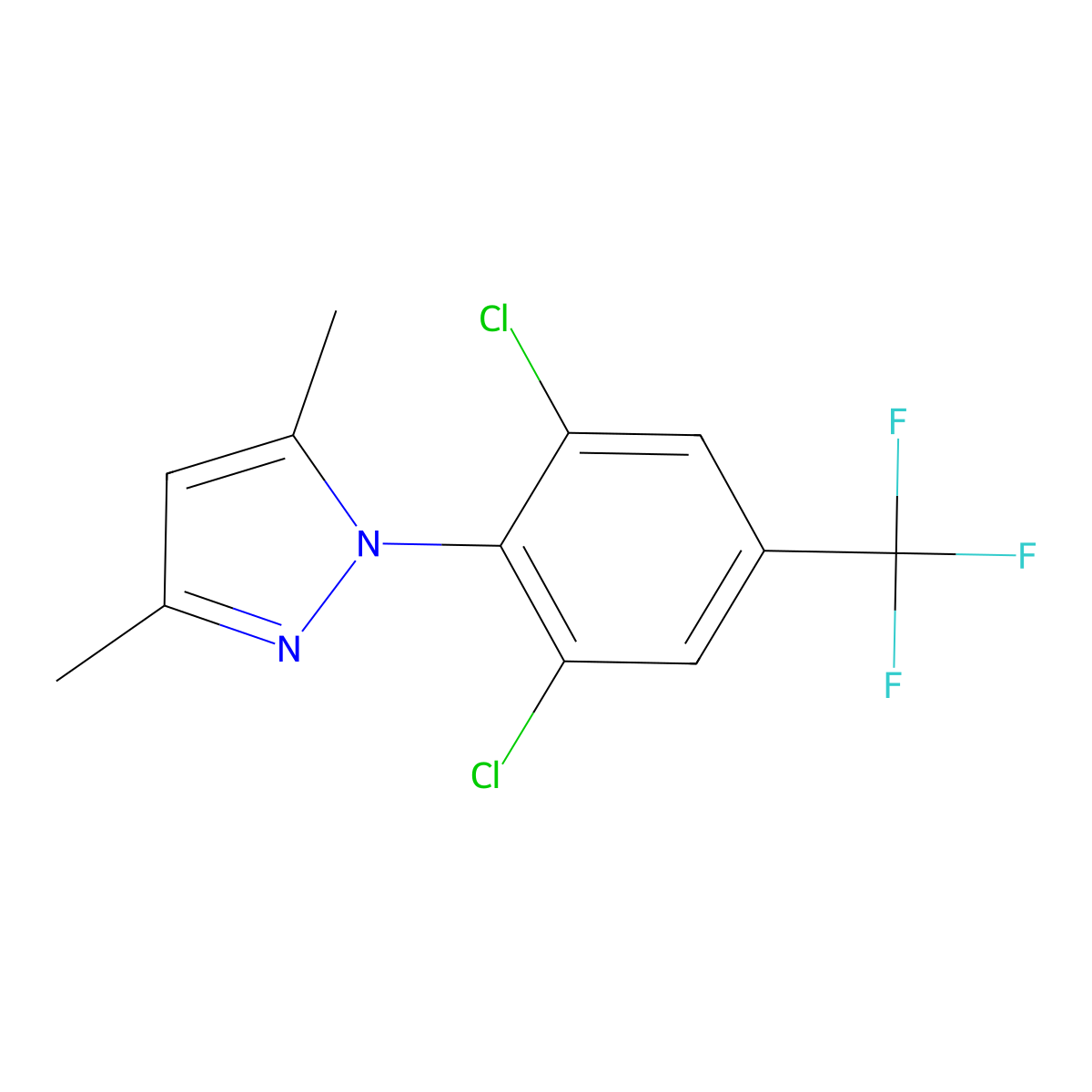 1H-Pyrazole, 1-[2,6-dichloro-4-(trifluoromethyl)phenyl]-3,5-dimethyl- molecular structure, CAS 106204-62-0
