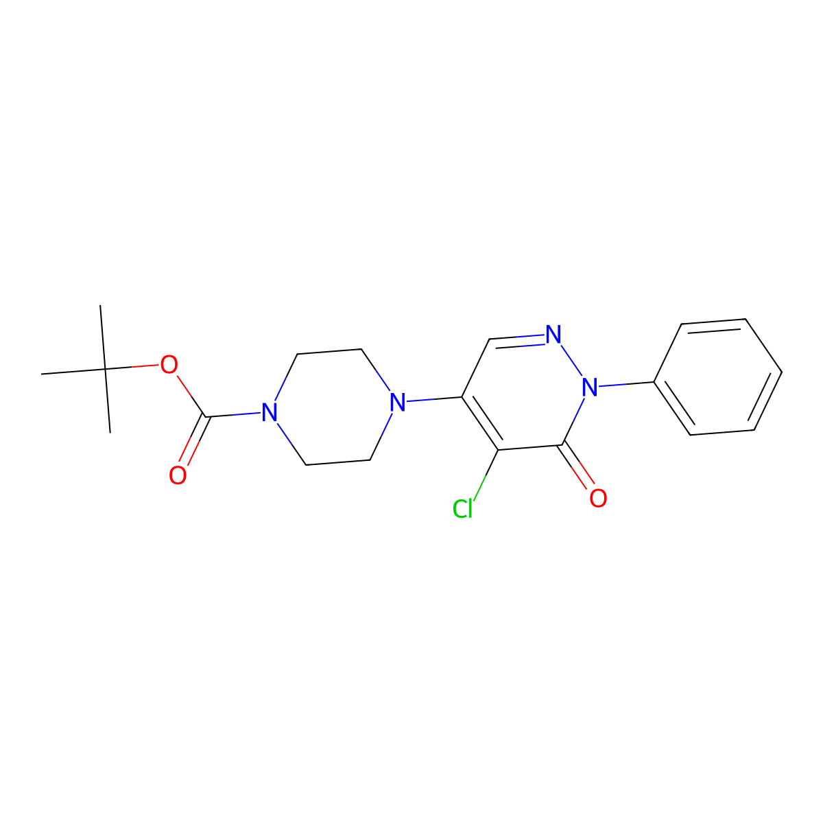 tert-Butyl 4-(5-chloro-6-oxo-1-phenyl-1,6-dihydropyridazin-4-yl)piperazine-1-carboxylate molecular structure, CAS 1062070-07-8