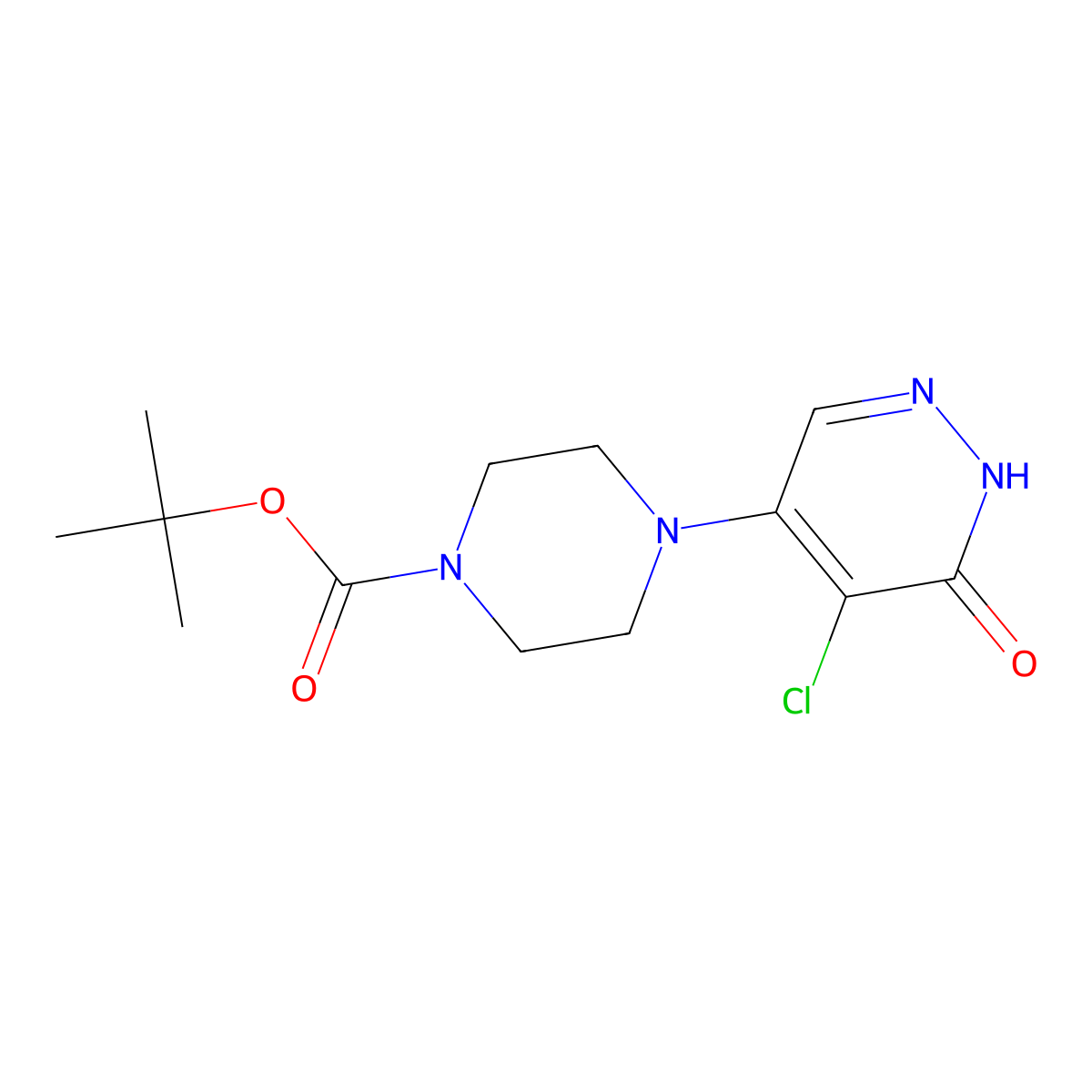 Tert-butyl 4-(5-chloro-6-oxo-1,6-dihydropyridazin-4-yl)piperazine-1-carboxylate molecular structure, CAS 1062118-80-2