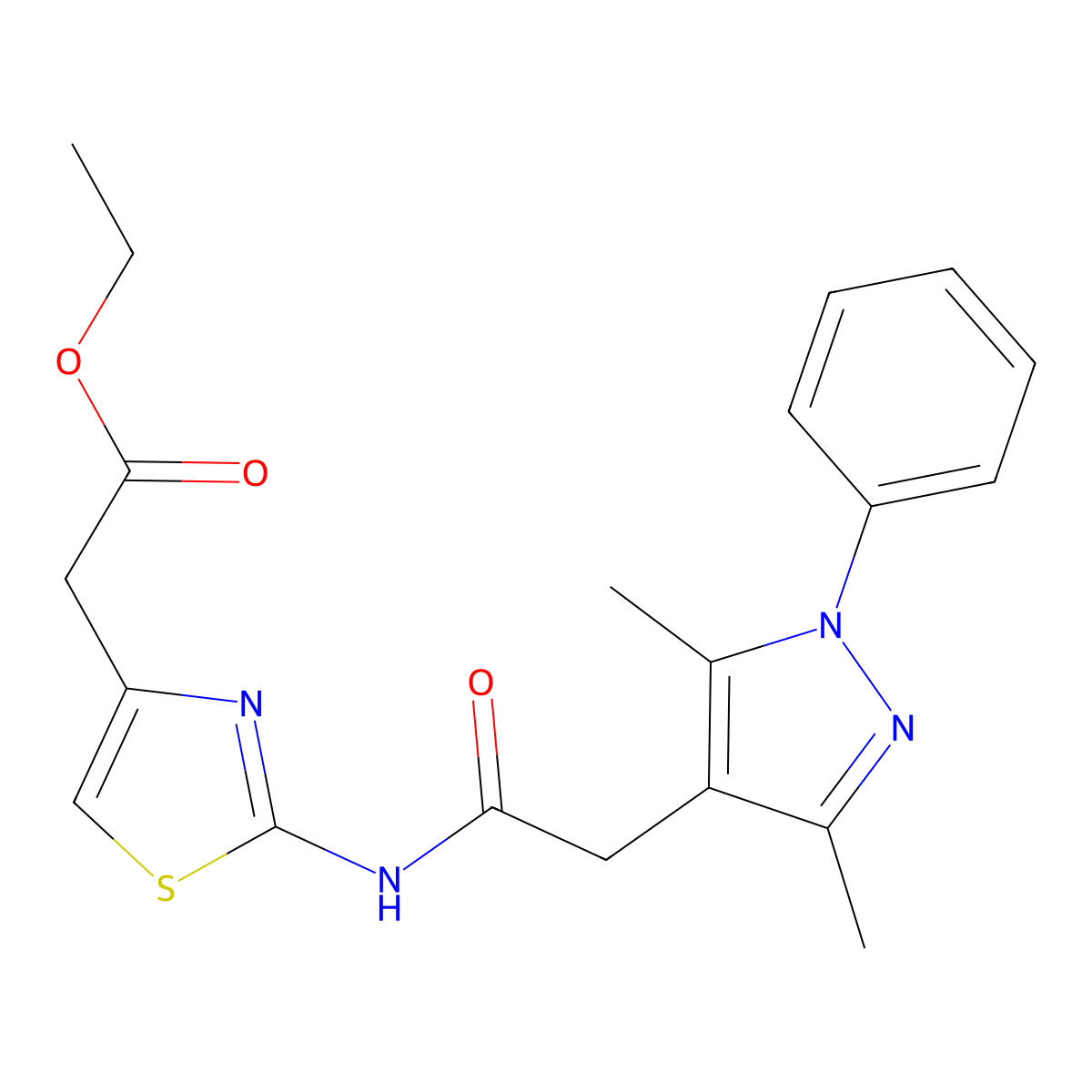 ethyl (2-{[(3,5-dimethyl-1-phenyl-1H-pyrazol-4-yl)acetyl]amino}-1,3-thiazol-4-yl)acetate molecular structure, CAS 1062129-42-3