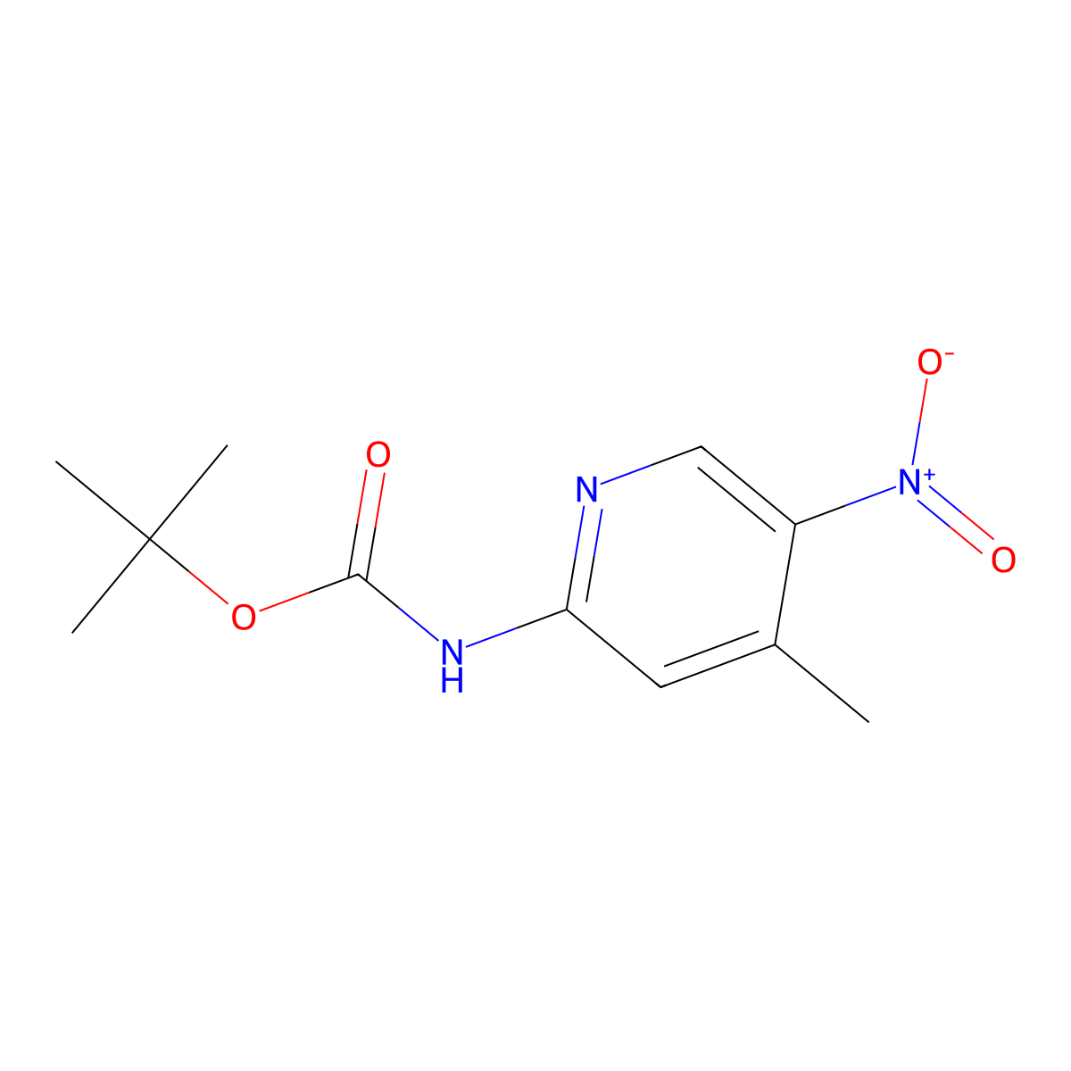 Tert-butyl (4-methyl-5-nitropyridin-2-yl)carbamate molecular structure, CAS 1062134-46-6
