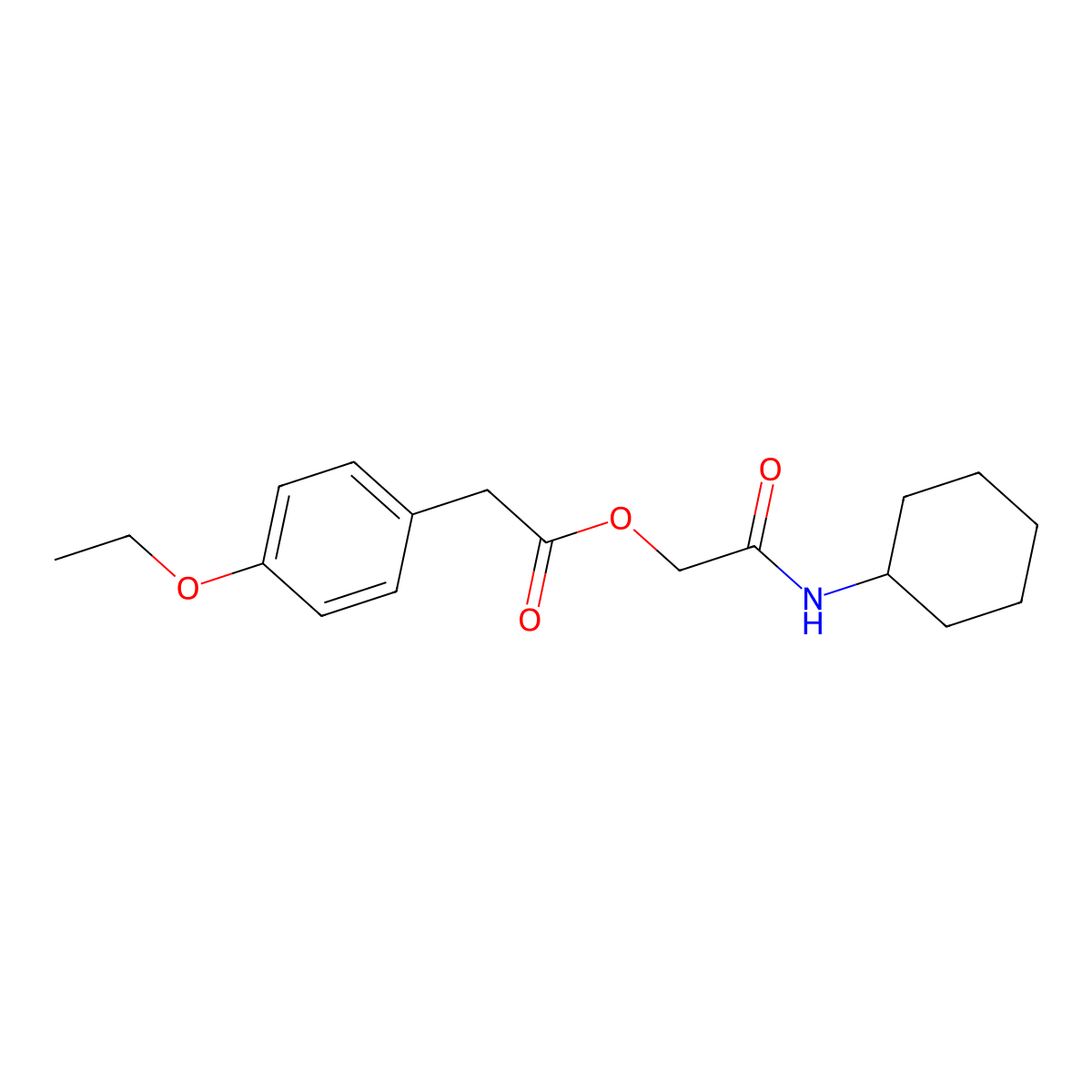 (Cyclohexylcarbamoyl)methyl 2-(4-ethoxyphenyl)acetate molecular structure, CAS 1062149-25-0