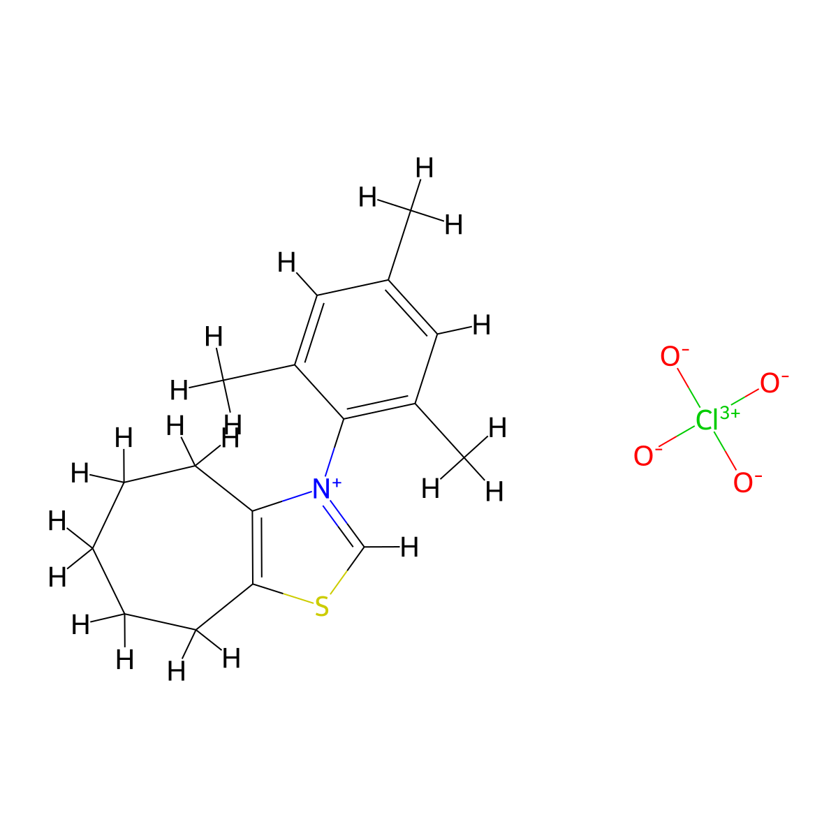 3-(2,4,6-Trimethylphenyl)-5,6,7,8-tetrahydro-4H-cyclohepta[d][1,3]thiazol-3-ium perchlorate molecular structure, CAS 1062158-63-7