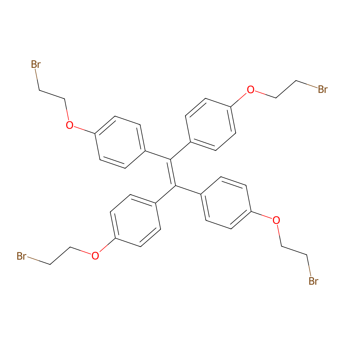 1,1,2,2-Tetrakis(4-(2-bromoethoxy)phenyl)ethene molecular structure, CAS 1062222-96-1