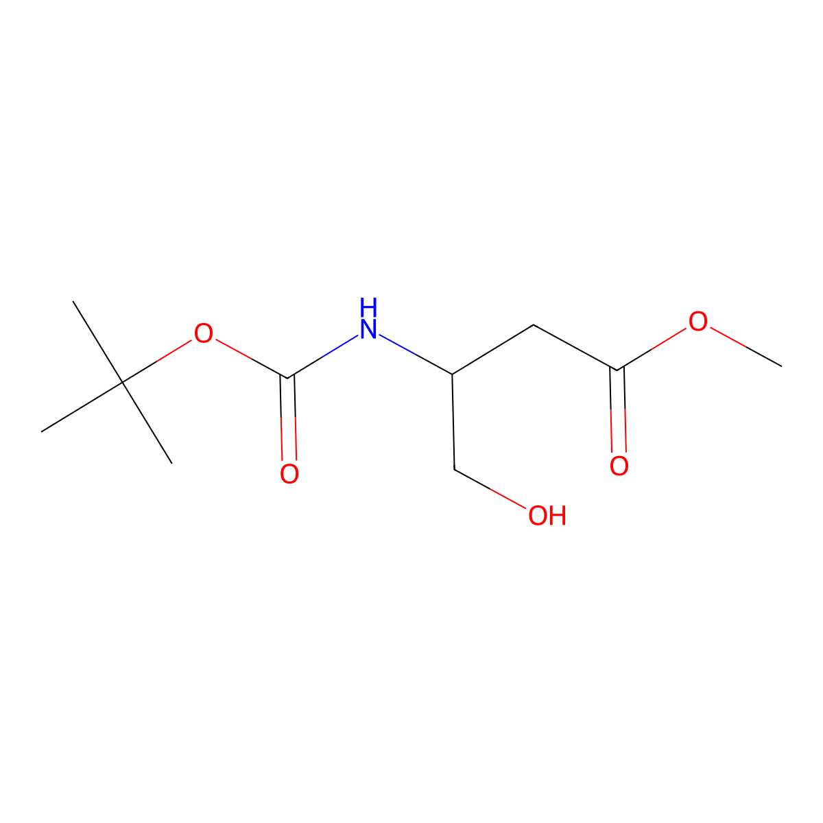 methyl (R)-3-((tert-butoxycarbonyl)amino)-4-hydroxybutanoate molecular structure, CAS 1062238-49-6