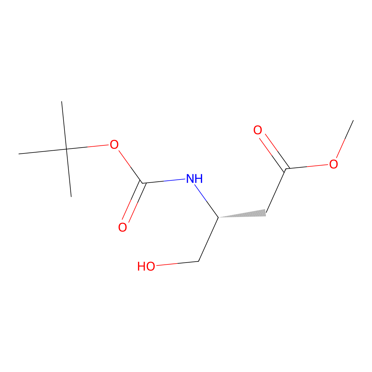methyl (R)-3-((tert-butoxycarbonyl)amino)-4-hydroxybutanoate molecular structure, CAS 1062238-49-6