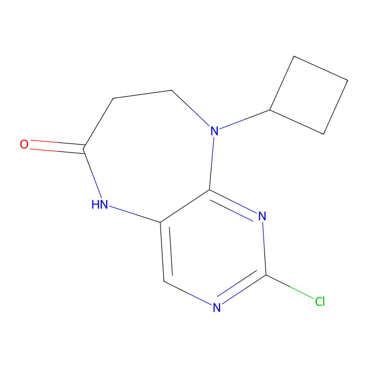 2-Chloro-9-cyclobutyl-8,9-dihydro-5H-pyrimido[4,5-b][1,4]diazepin-6(7H)-one molecular structure, CAS 1062244-39-6