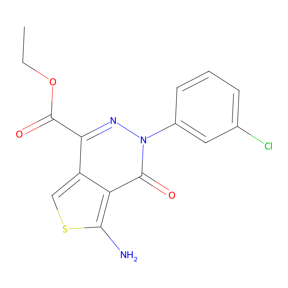Ethyl 5-amino-3-(3-chlorophenyl)-4-oxo-3,4-dihydrothieno[3,4-d]pyridazine-1-carboxylate molecular structure, CAS 1062292-52-7