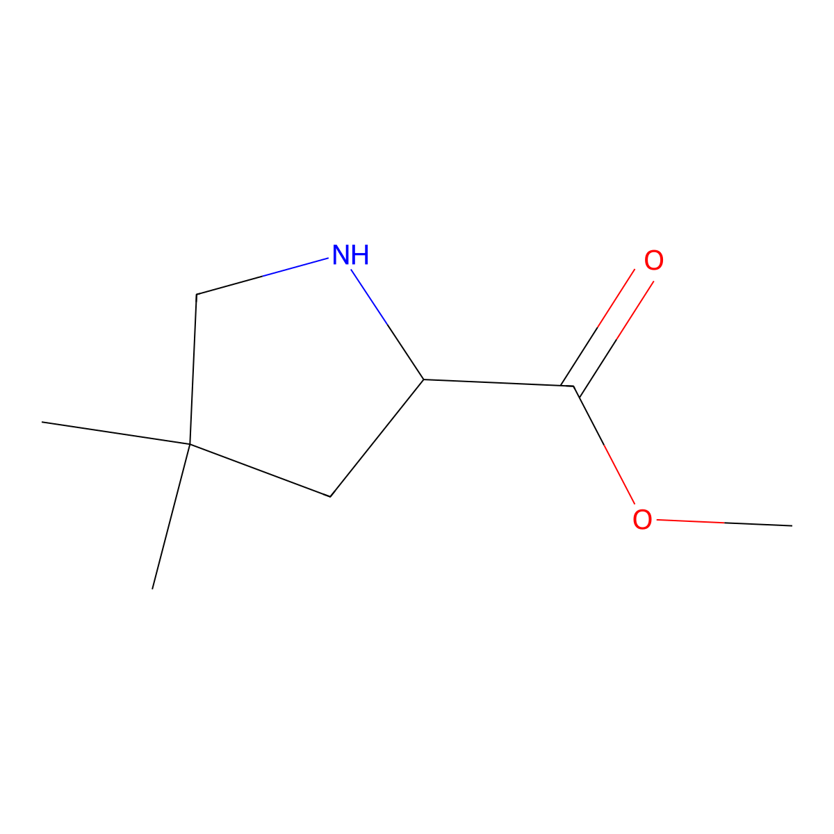 Methyl 4,4-dimethylpyrrolidine-2-carboxylate molecular structure, CAS 106230-19-7