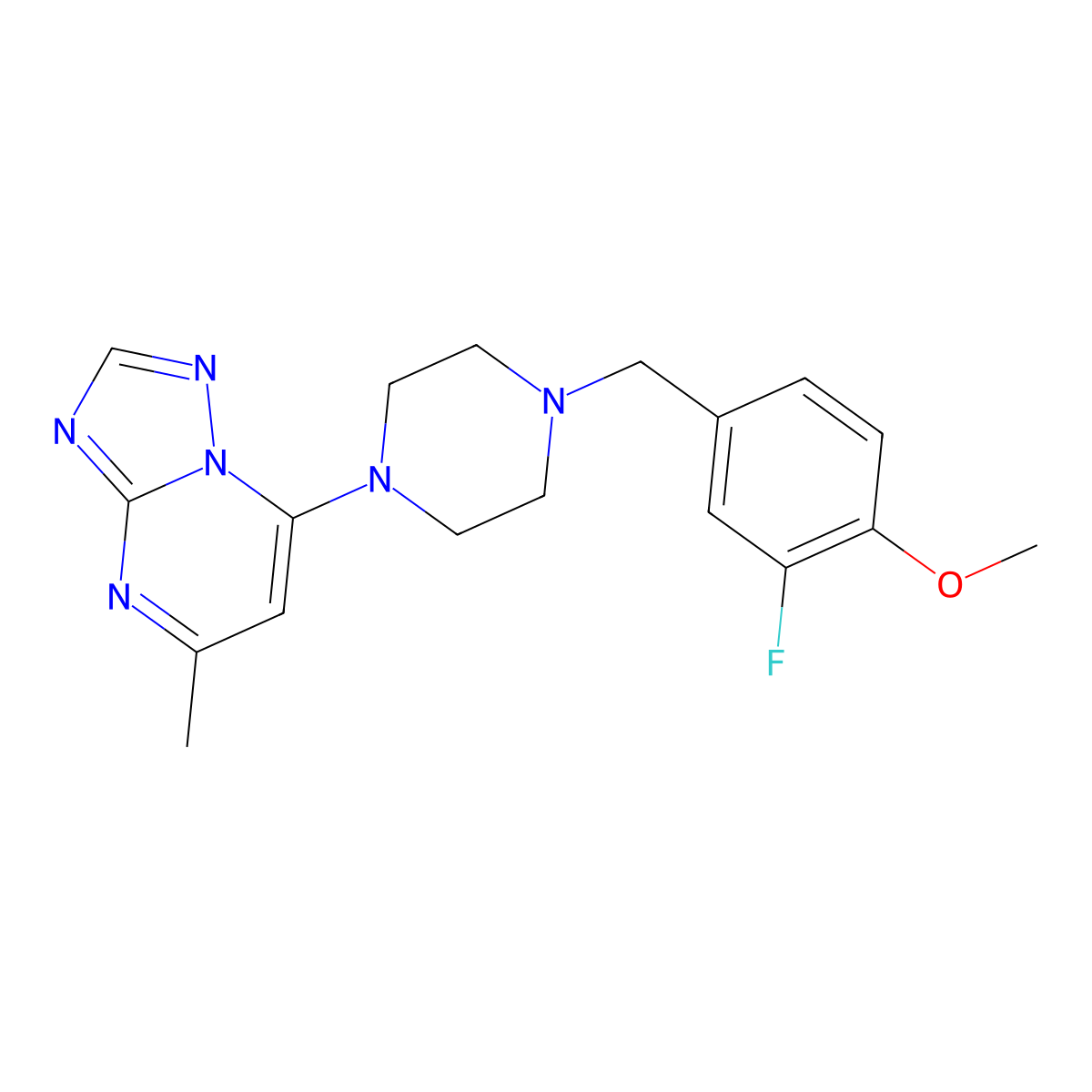 1-[(3-Fluoro-4-methoxyphenyl)methyl]-4-{5-methyl-[1,2,4]triazolo[1,5-a]pyrimidin-7-yl}piperazine molecular structure, CAS 1062306-05-1
