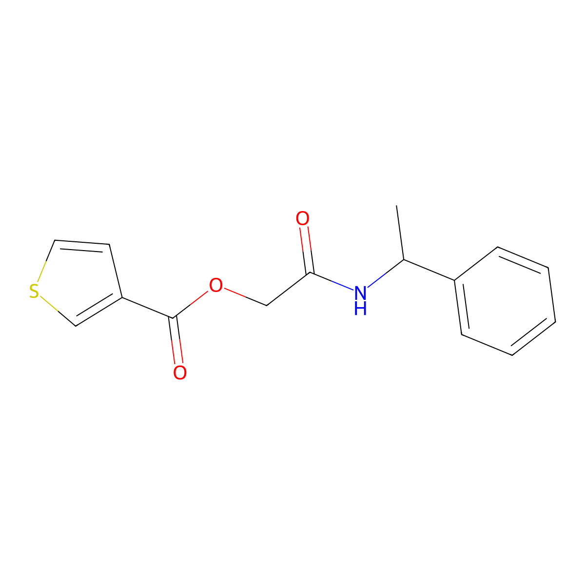 [(1-Phenylethyl)carbamoyl]methyl thiophene-3-carboxylate molecular structure, CAS 1062311-11-8