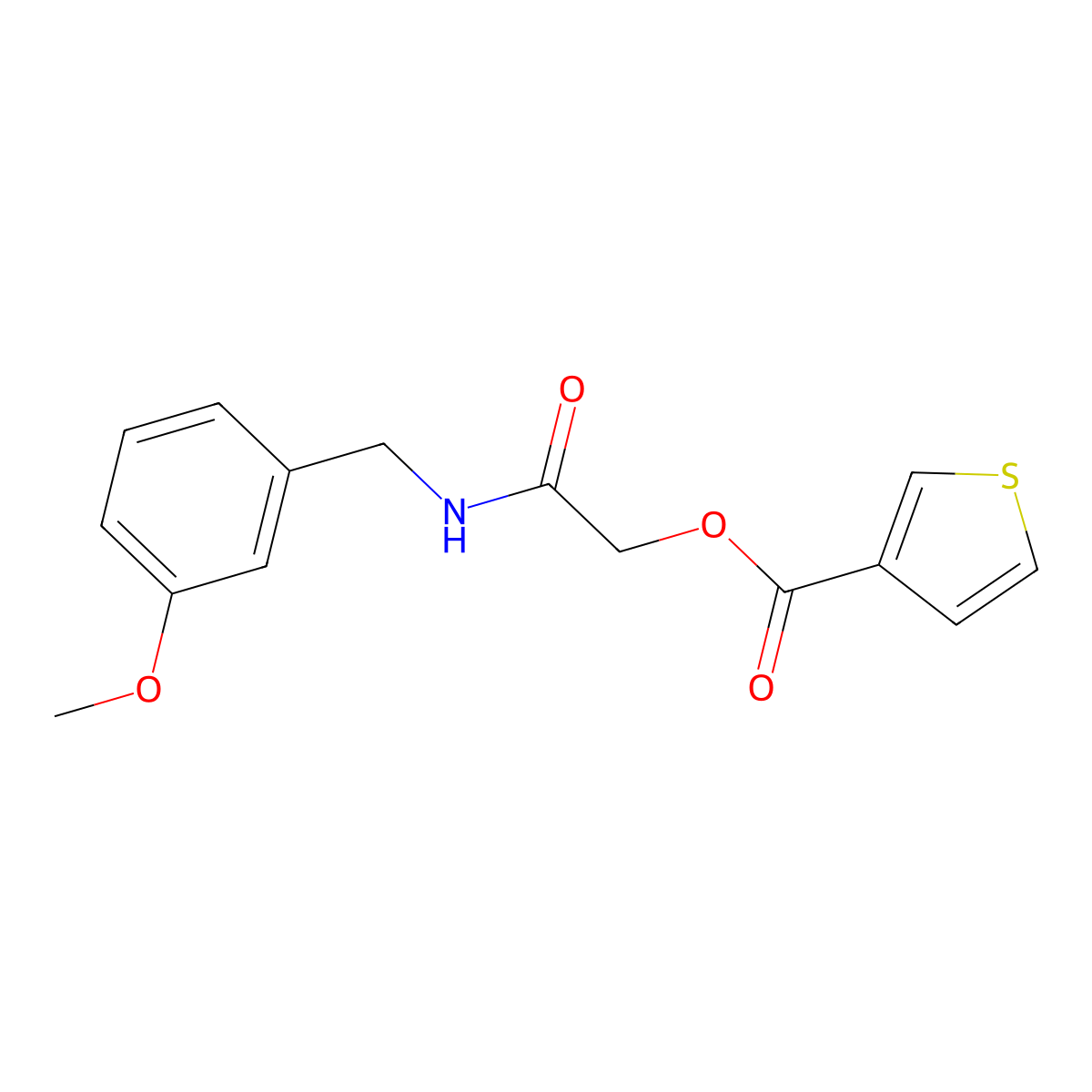 {[(3-Methoxyphenyl)methyl]carbamoyl}methyl thiophene-3-carboxylate molecular structure, CAS 1062313-49-8