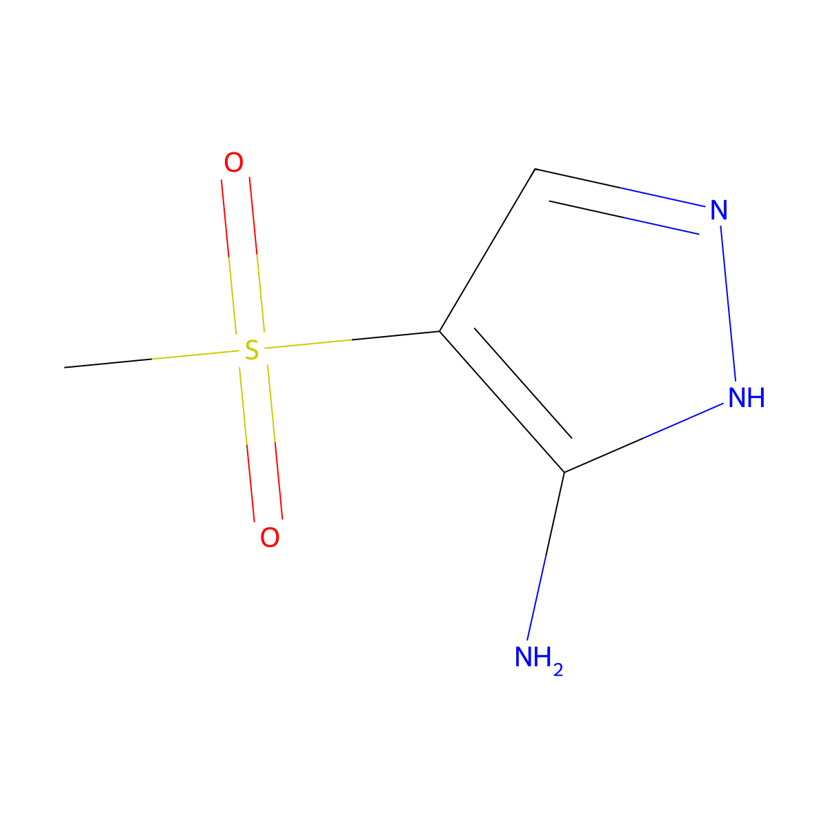 4-(methylsulfonyl)-1H-pyrazol-3-amine molecular structure, CAS 106232-38-6
