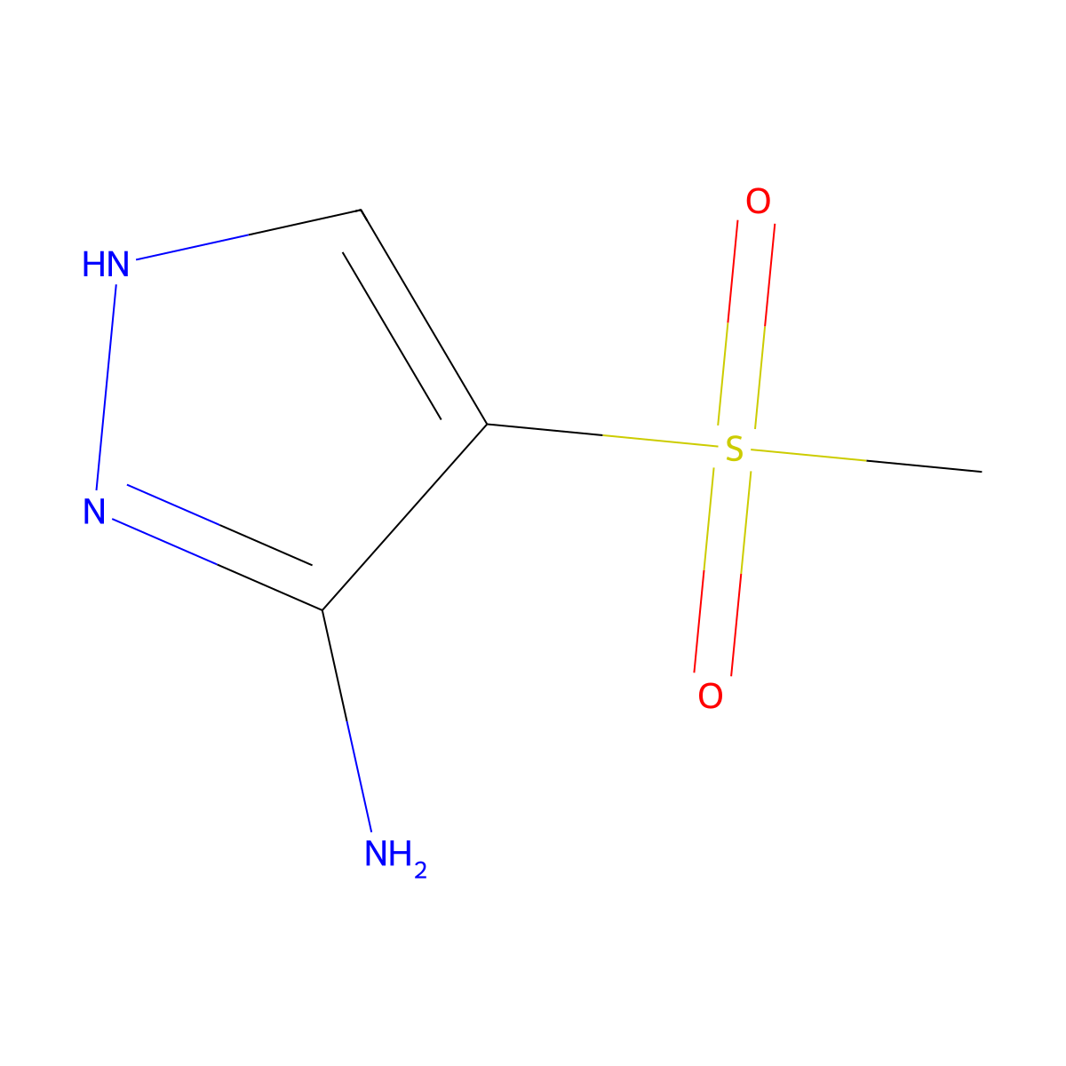 4-(methylsulfonyl)-1H-pyrazol-3-amine molecular structure, CAS 106232-38-6