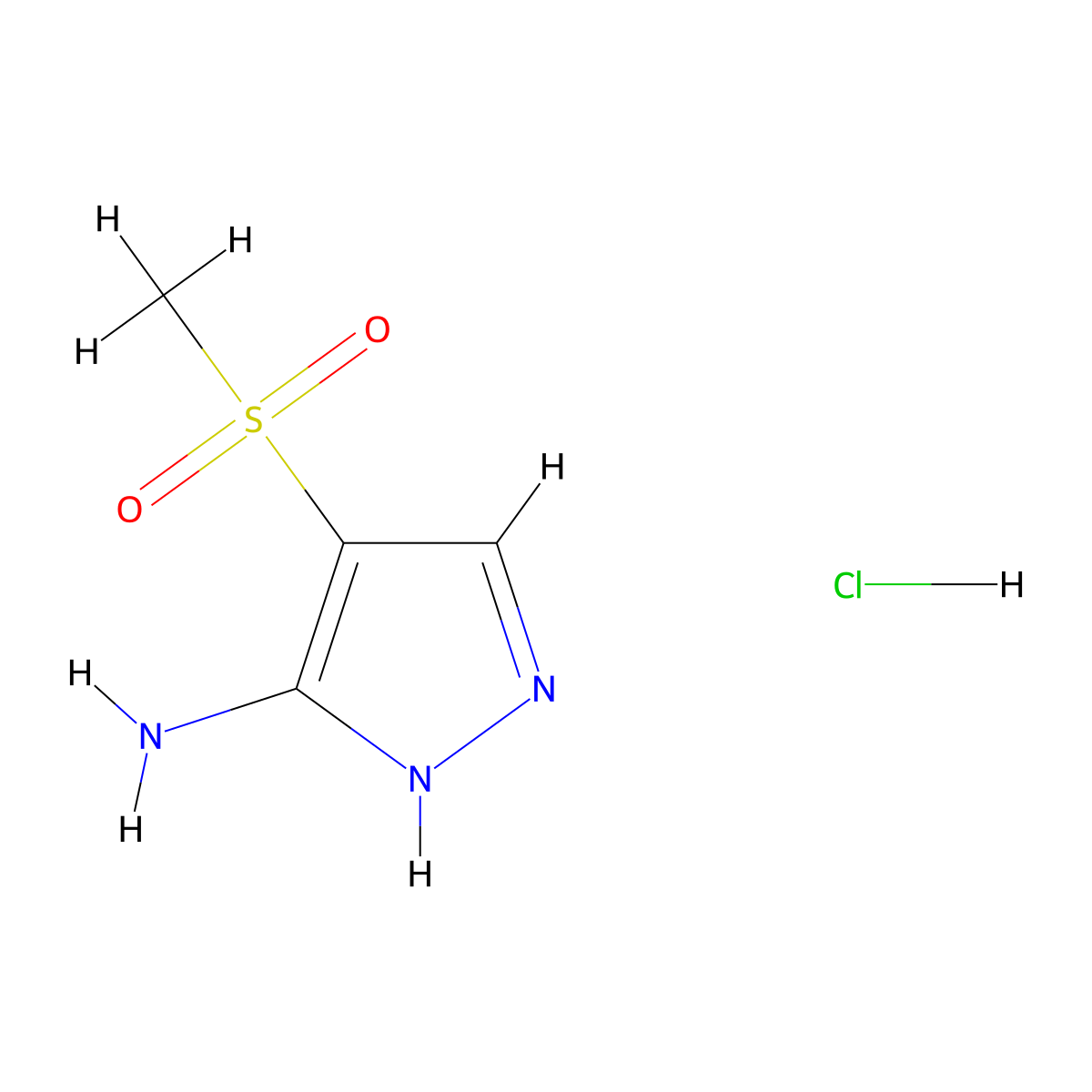 4-methanesulfonyl-1H-pyrazol-5-amine hydrochloride molecular structure, CAS 106232-39-7