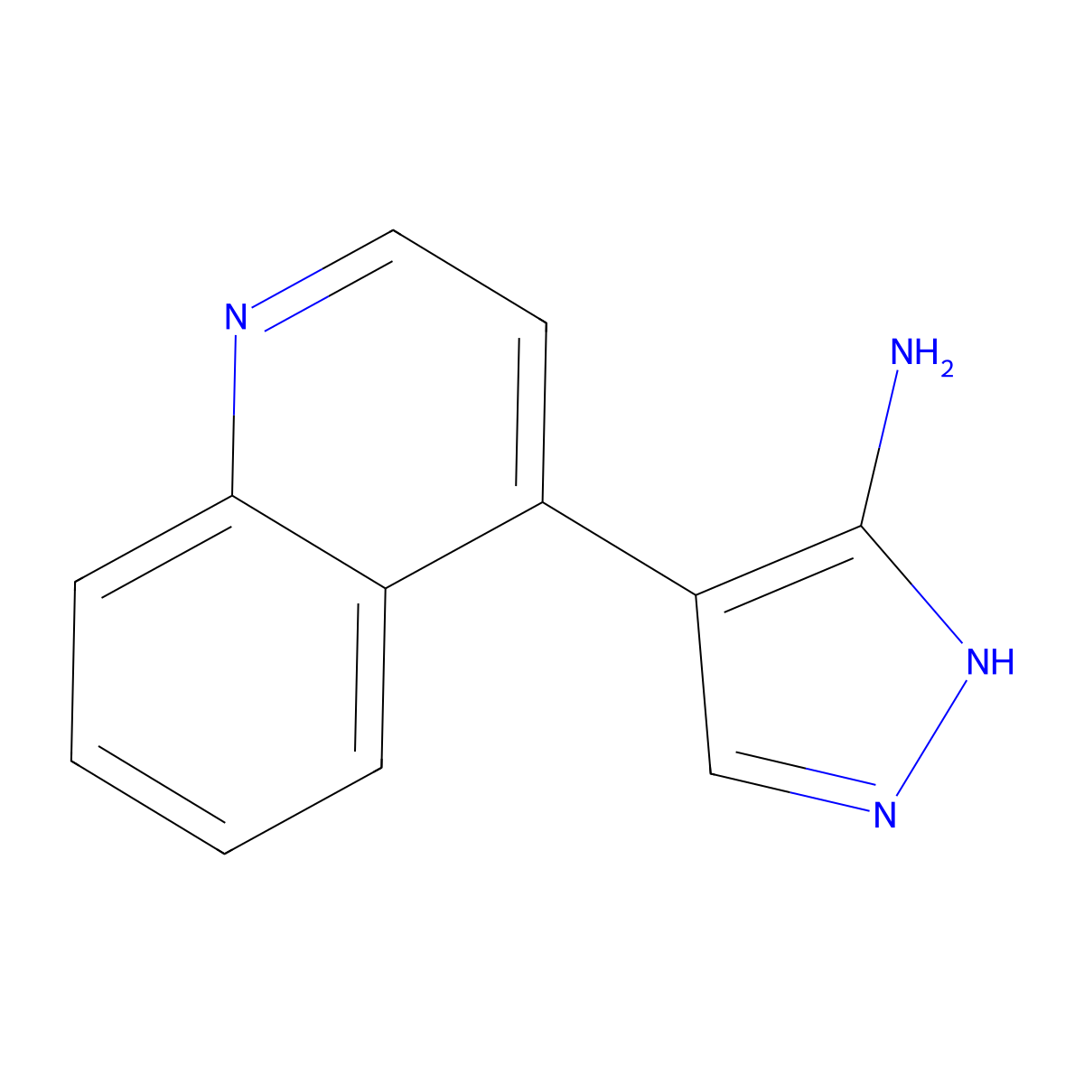 4-(quinolin-4-yl)-1H-pyrazol-5-amine molecular structure, CAS 1062368-21-1