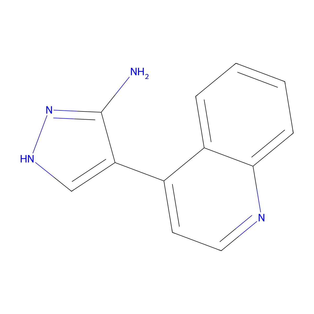 4-(quinolin-4-yl)-1H-pyrazol-5-amine molecular structure, CAS 1062368-21-1