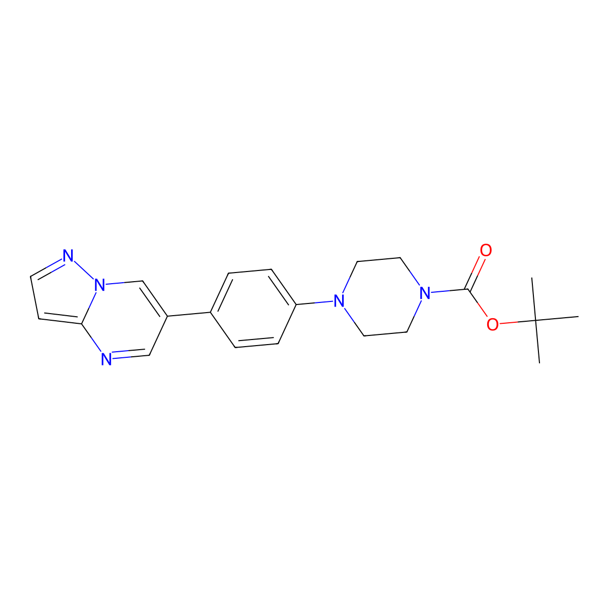 tert-butyl 4-(4-(pyrazolo[1,5-a]pyriMidin-6-yl)phenyl)piperazine-1-carboxylate molecular structure, CAS 1062368-25-5
