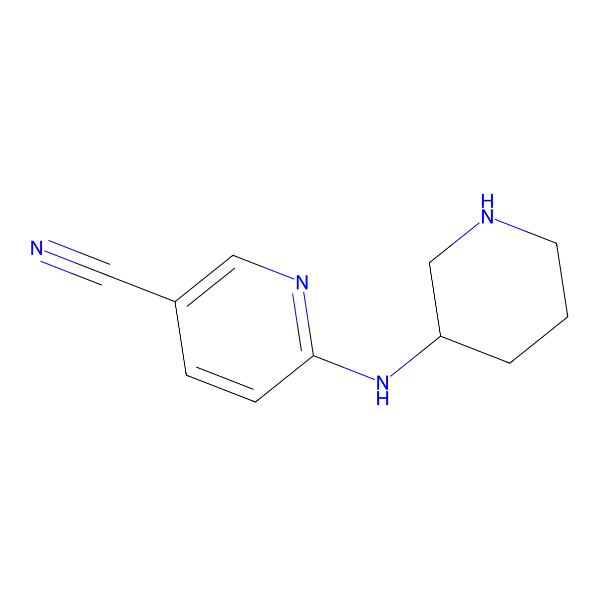 6-[(Piperidin-3-yl)amino]pyridine-3-carbonitrile molecular structure, CAS 1062369-35-0