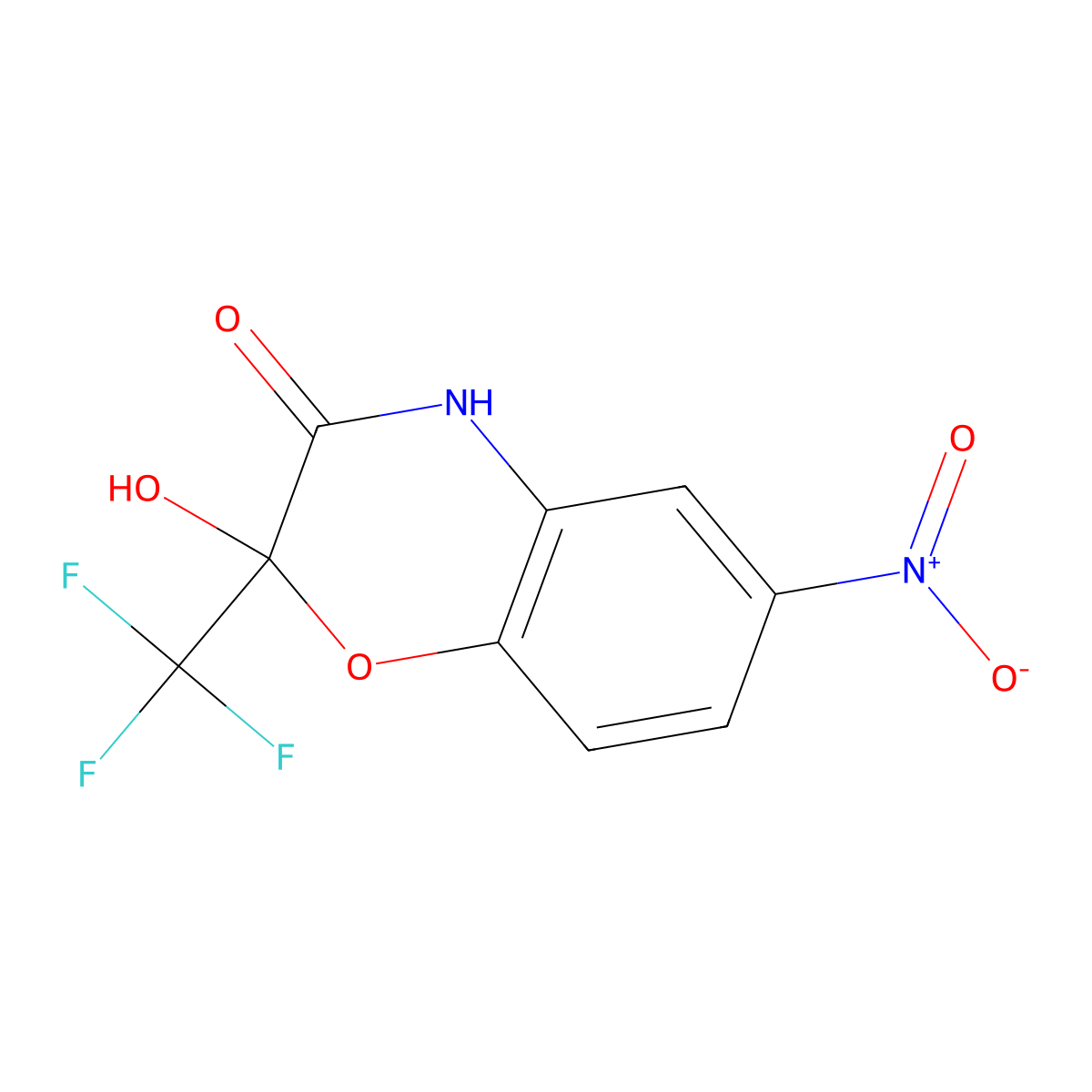 2-hydroxy-6-nitro-2-(trifluoromethyl)-4H-1,4-benzoxazin-3-one molecular structure, CAS 106240-07-7