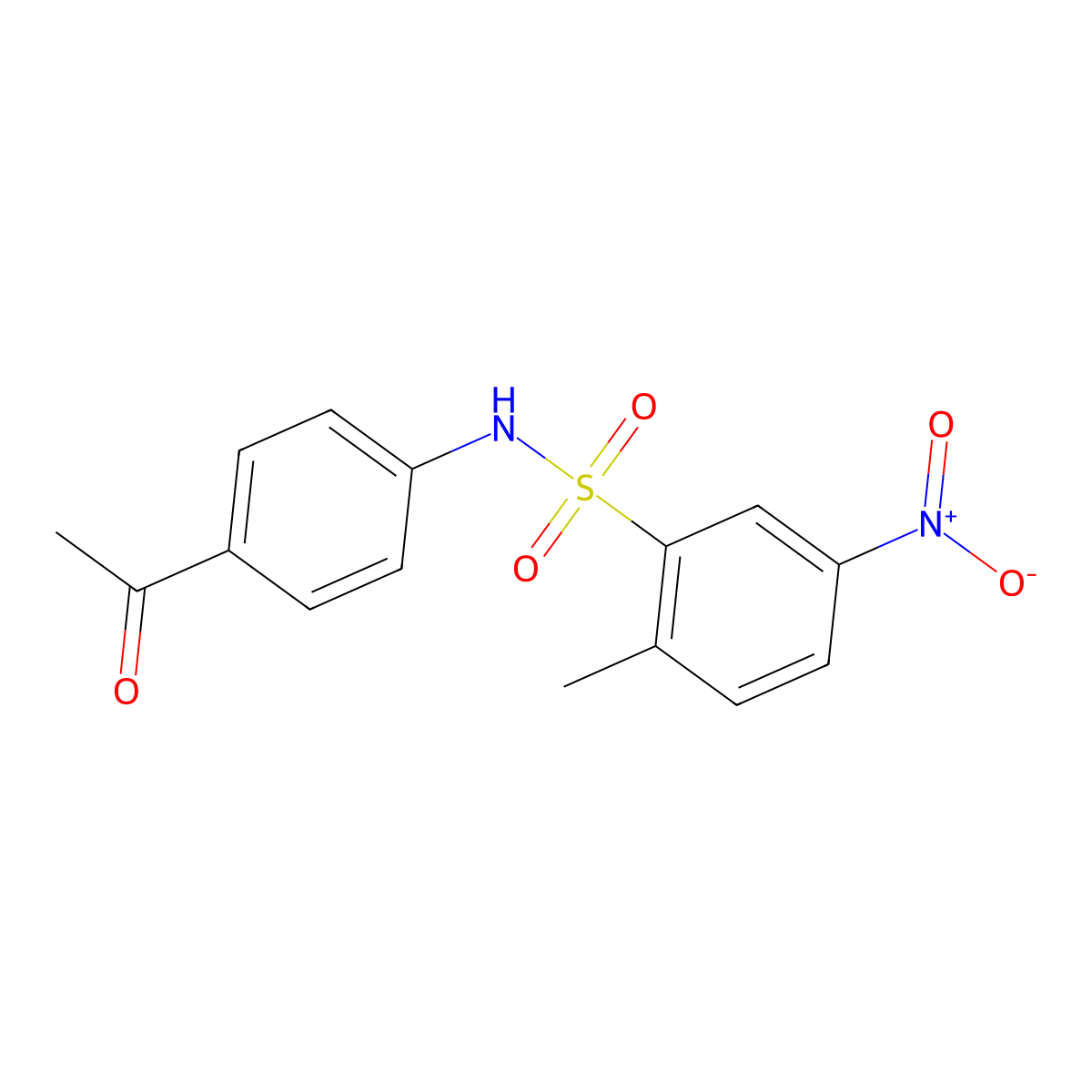 Benzenesulfonamide, N-(4-acetylphenyl)-2-methyl-5-nitro- molecular structure, CAS 106240-10-2