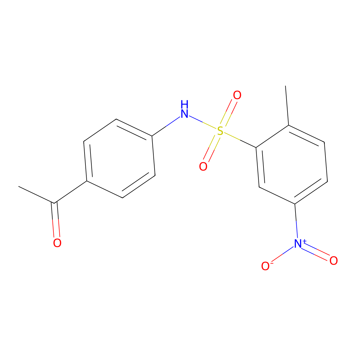Benzenesulfonamide, N-(4-acetylphenyl)-2-methyl-5-nitro- molecular structure, CAS 106240-10-2