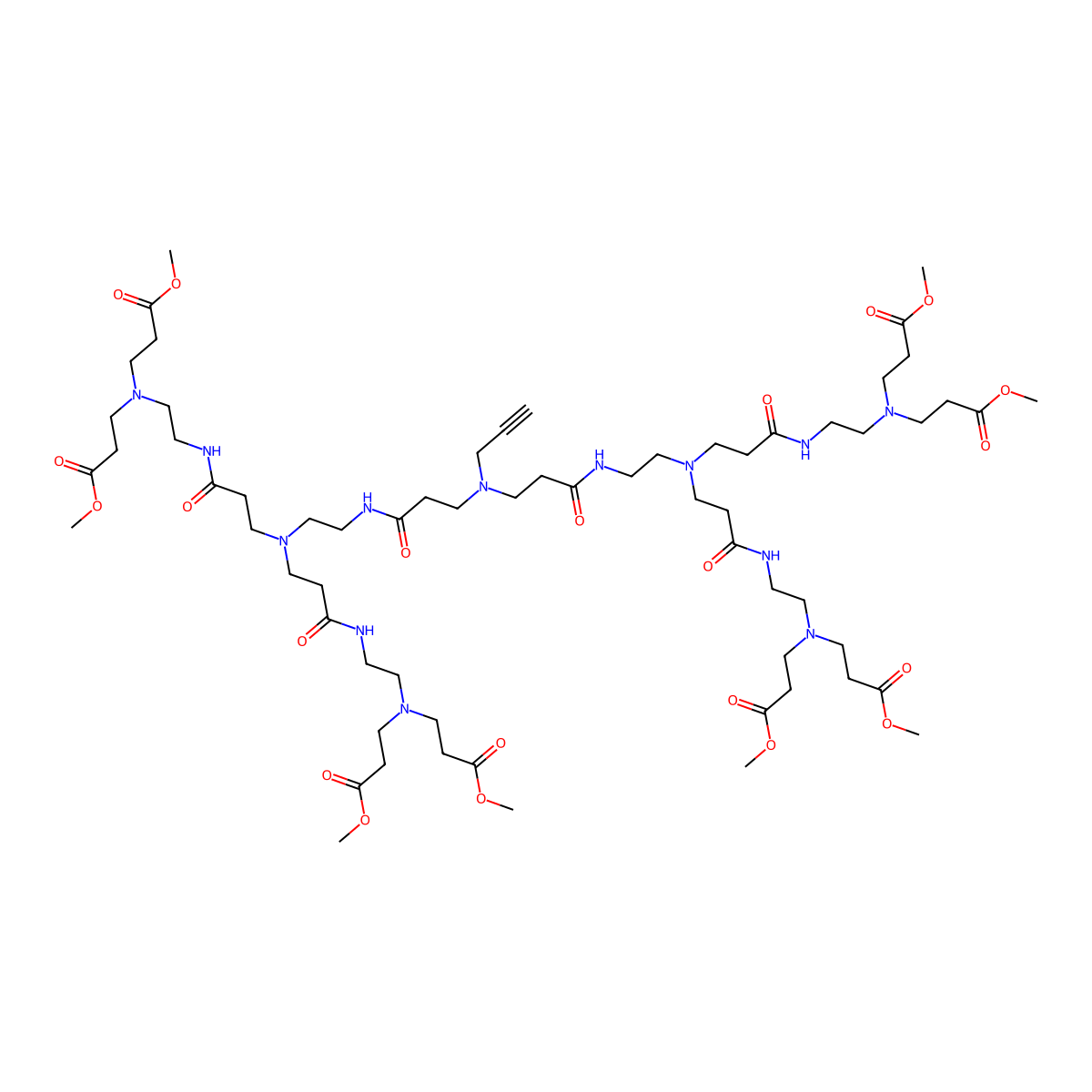 1,35-Dimethyl 11,25-bis[3-[[2-[bis(3-methoxy-3-oxopropyl)amino]ethyl]amino]-3-oxopropyl]-4,32-bis(3-methoxy-3-oxopropyl)-8,15,21,28-tetraoxo-18-(2-propyn-1-yl)-4,7,11,14,18,22,25,29,32-nonaazapentatriacontanedioate molecular structure, CAS 1062520-06-2