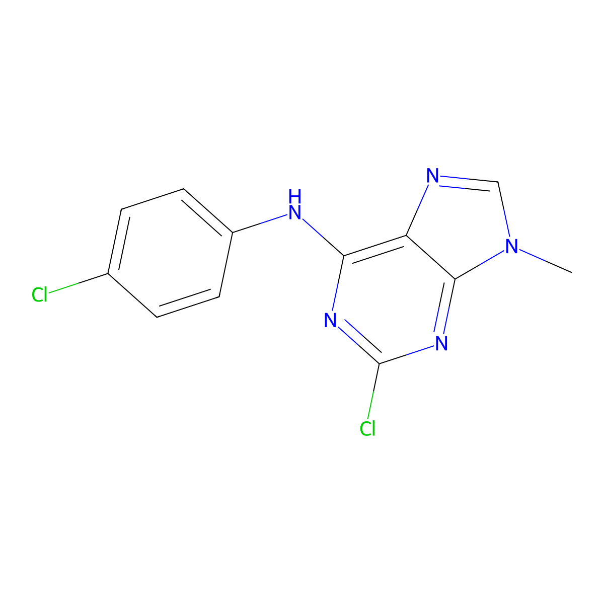 2-Chloro-N-(4-chlorophenyl)-9-methyl-9H-purin-6-amine molecular structure, CAS 1062592-41-9