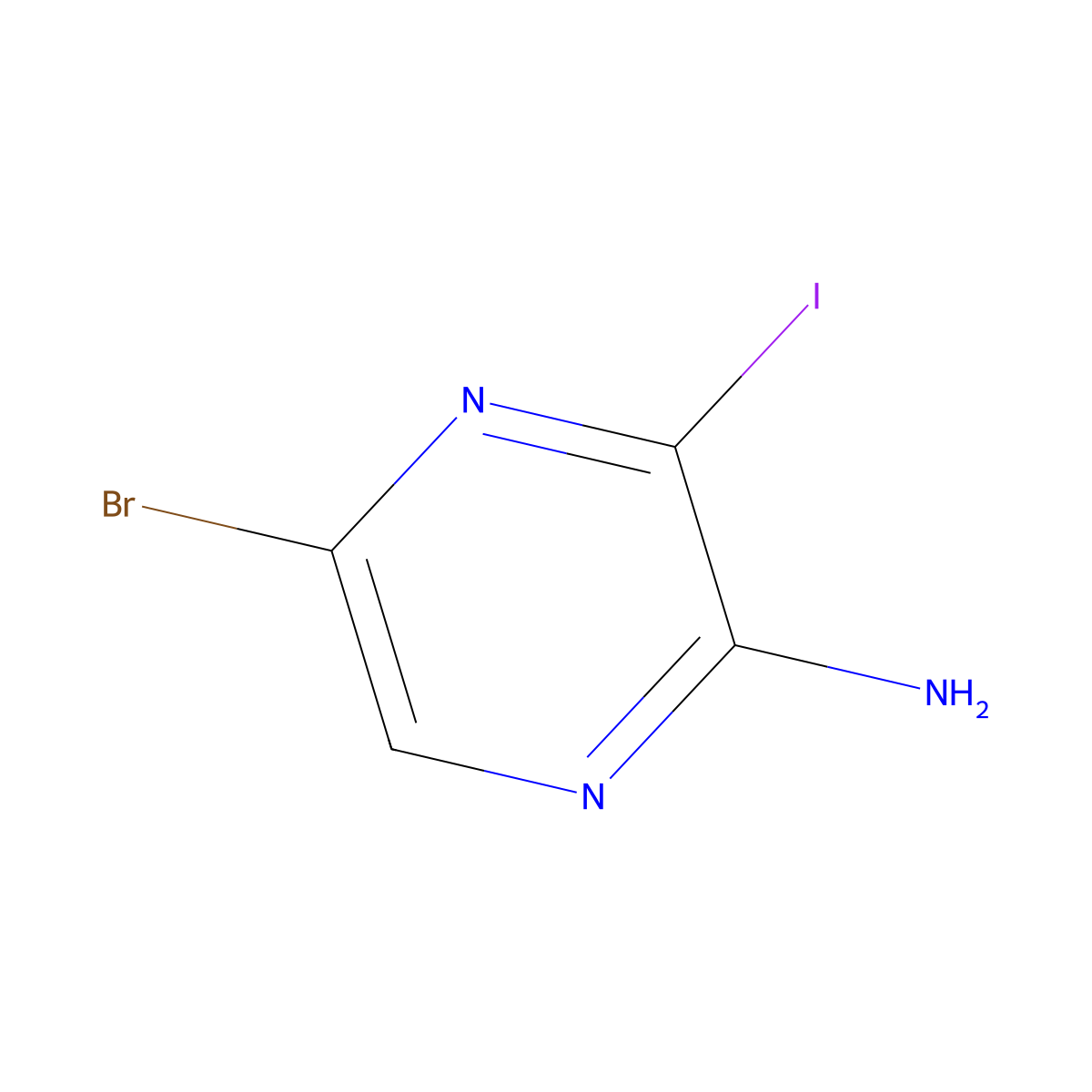 5-Bromo-3-iodopyrazin-2-amine molecular structure, CAS 1062608-42-7