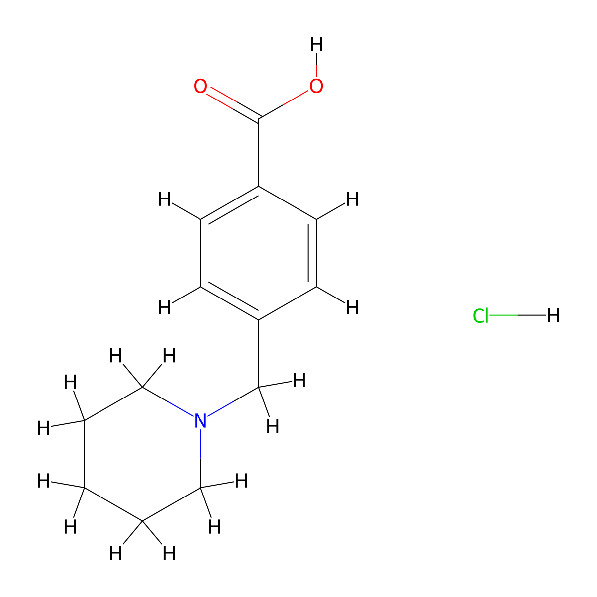 4-(Piperidin-1-ylmethyl)benzoic acid hydrochloride molecular structure, CAS 106261-47-6