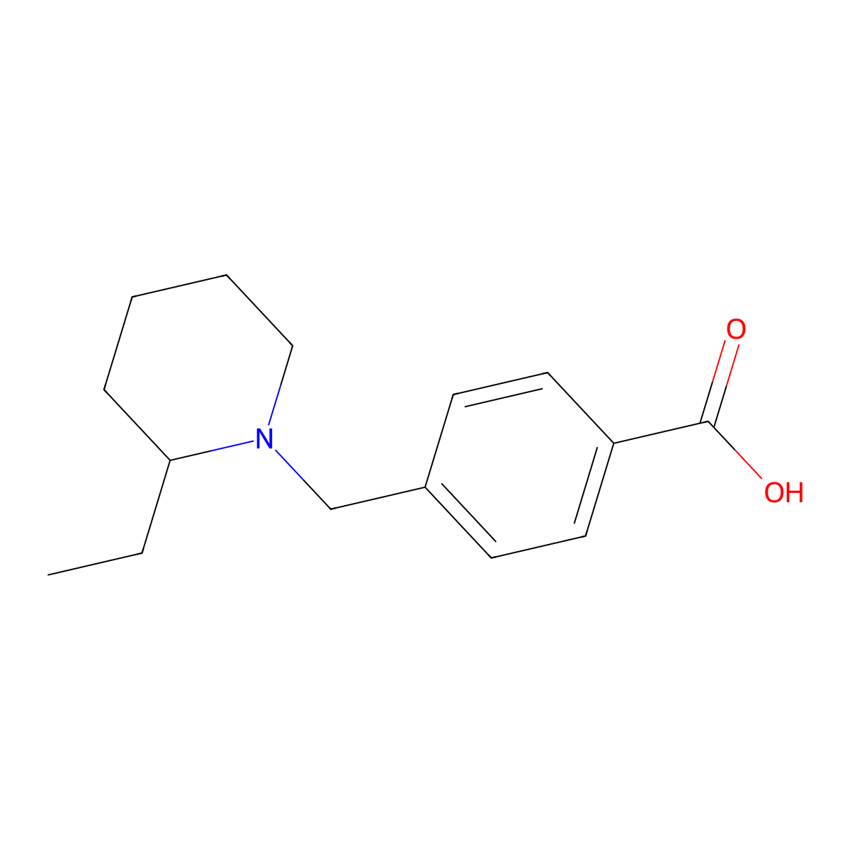 4-[(2-Ethyl-1-piperidinyl)methyl]benzoic acid molecular structure, CAS 106261-50-1