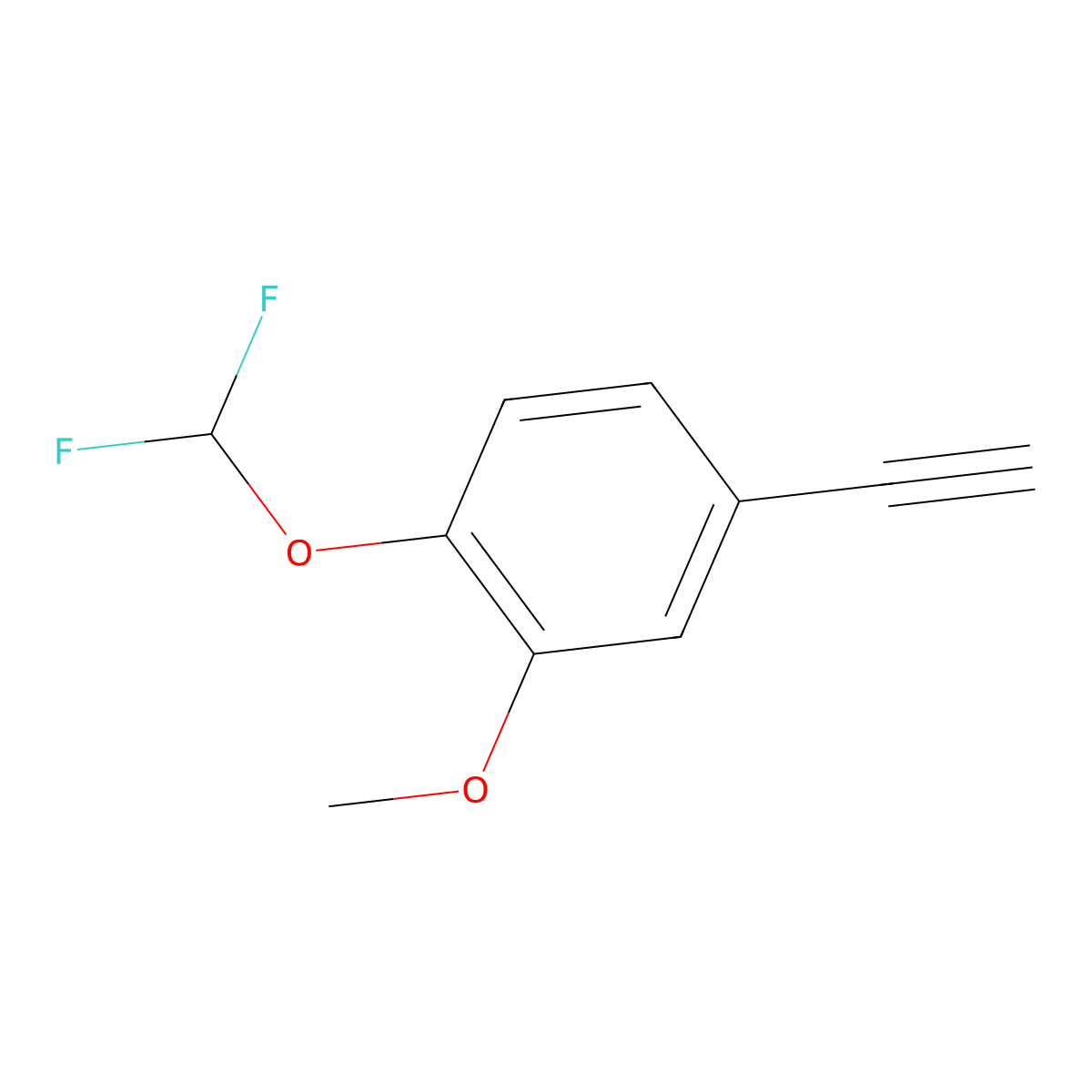 1-(Difluoromethoxy)-4-ethynyl-2-methoxybenzene molecular structure, CAS 1062617-51-9