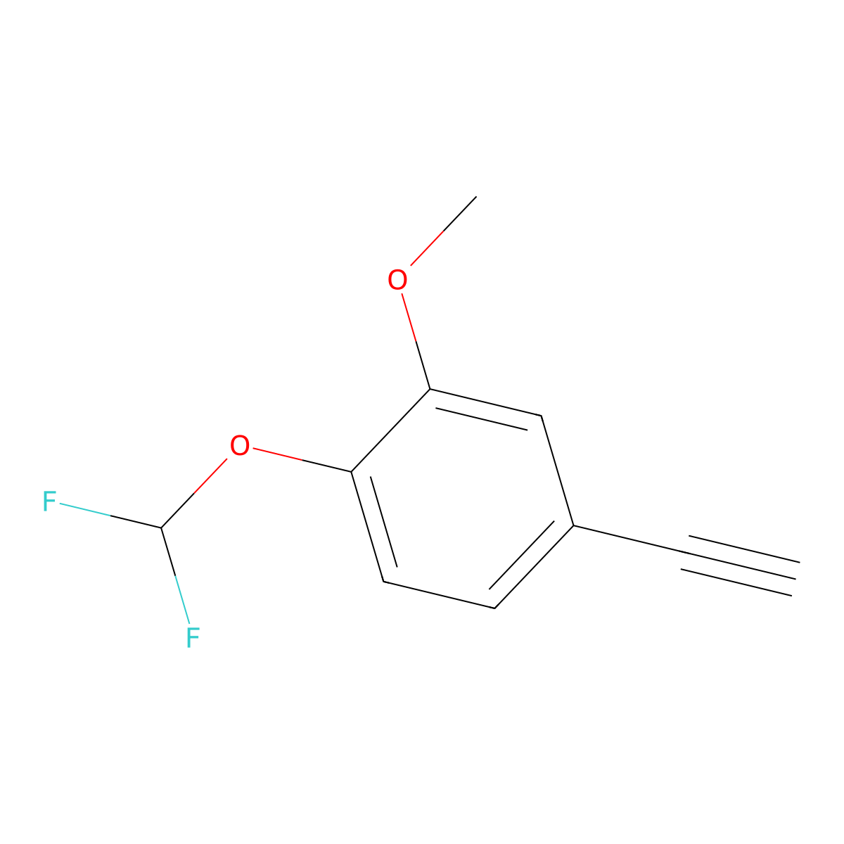 1-(Difluoromethoxy)-4-ethynyl-2-methoxybenzene molecular structure, CAS 1062617-51-9