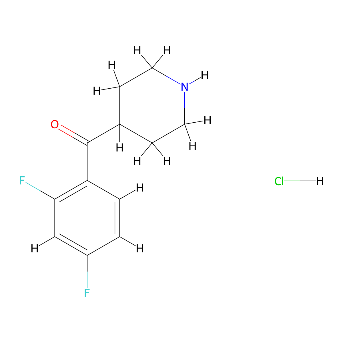(2,4-Difluorophenyl)(piperidin-4-yl)methanone hydrochloride molecular structure, CAS 106266-04-0