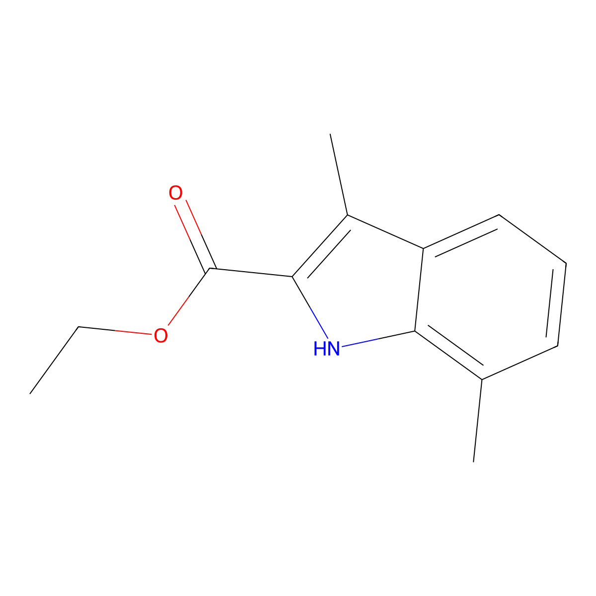 ethyl 3,7-dimethyl-1H-indole-2-carboxylate molecular structure, CAS 106270-00-2