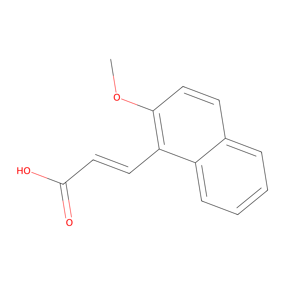 2-Propenoic acid, 3-(2-methoxy-1-naphthalenyl)- molecular structure, CAS 106276-48-6