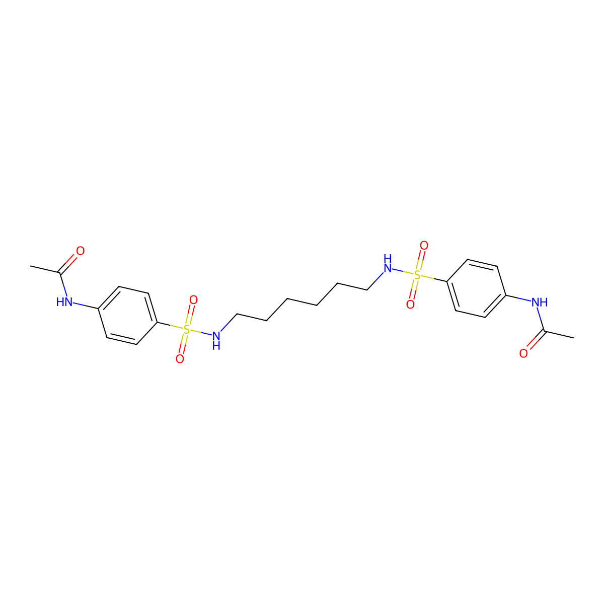 N-[4-[6-[(4-acetamidophenyl)sulfonylamino]hexylsulfamoyl]phenyl]acetamide molecular structure, CAS 106280-64-2