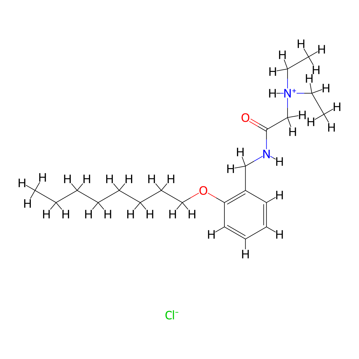 Acetamide, 2-(diethylamino)-N-(o-(octyloxy)benzyl)-, hydrochloride molecular structure, CAS 106280-82-4