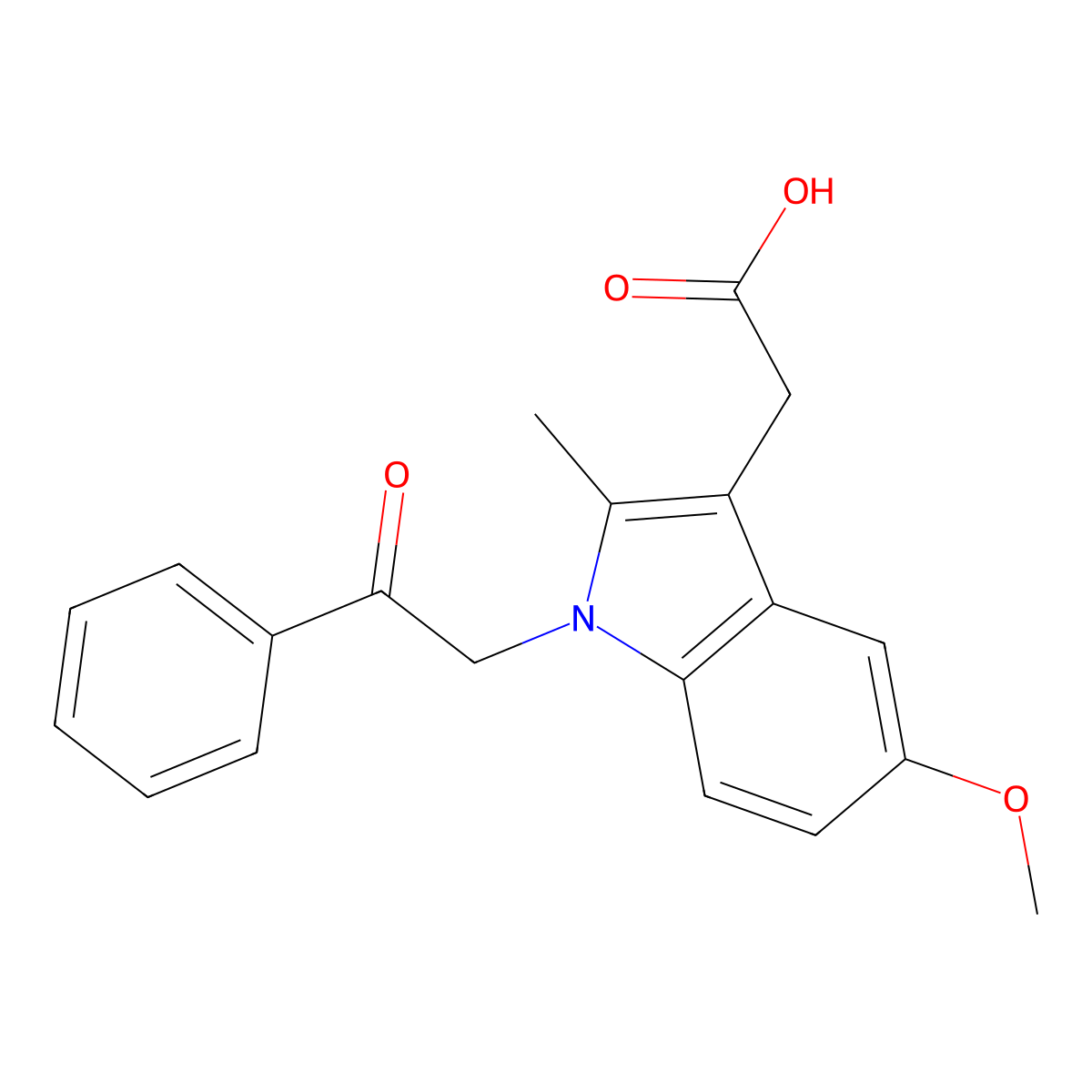1H-Indole-3-acetic acid, 5-methoxy-2-methyl-1-(2-oxo-2-phenylethyl)- molecular structure, CAS 106287-90-5