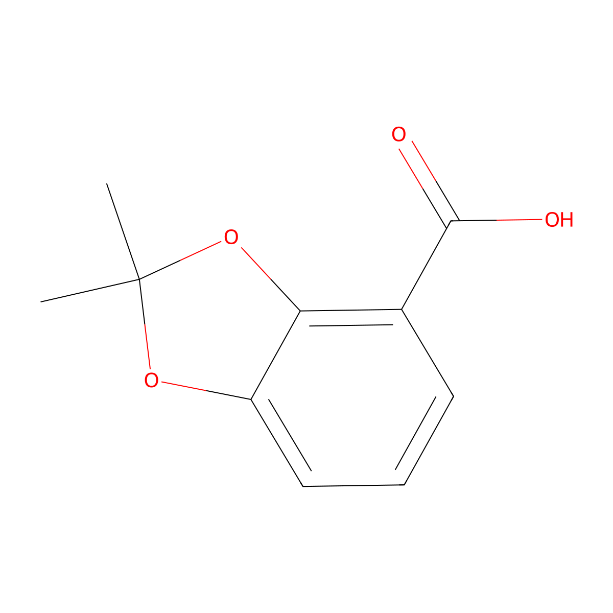 2,2-Dimethyl-1,3-dioxaindane-4-carboxylic acid molecular structure, CAS 106296-52-0